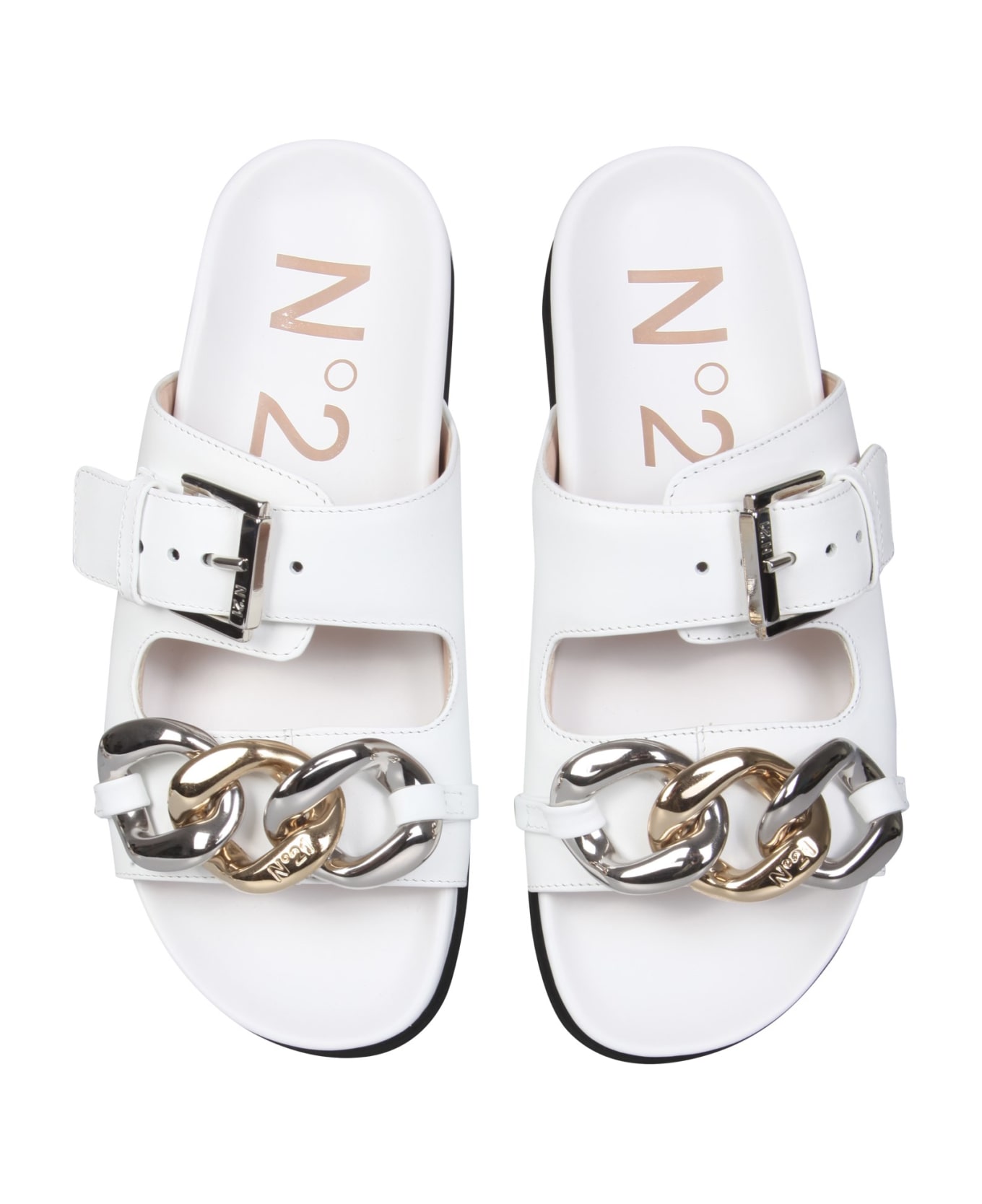 N.21 Sandals With Oversized Chain - BIANCO
