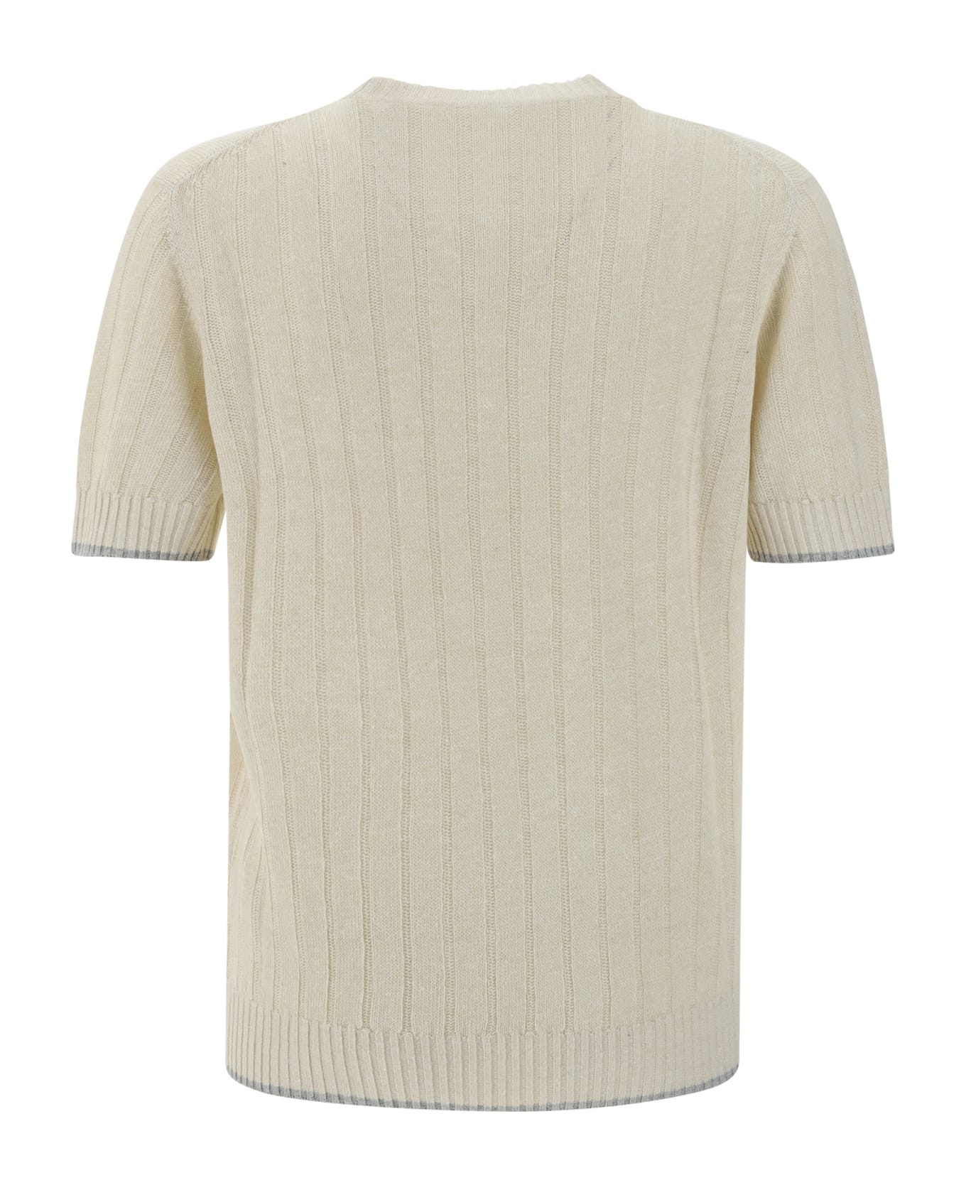 Brunello Cucinelli Linen T-shirt - Corda+grigio Chiaro ニットウェア