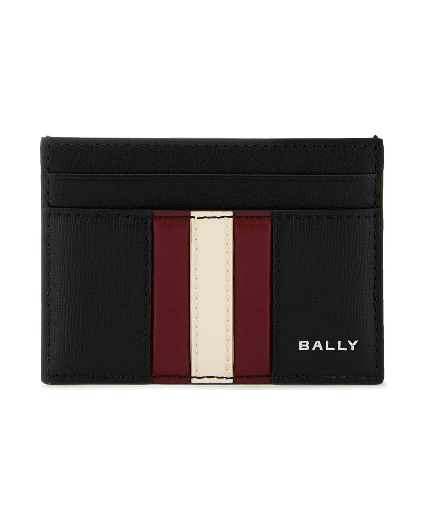 Bally Black Leather Card Holder - BLACKREDBONEPALL