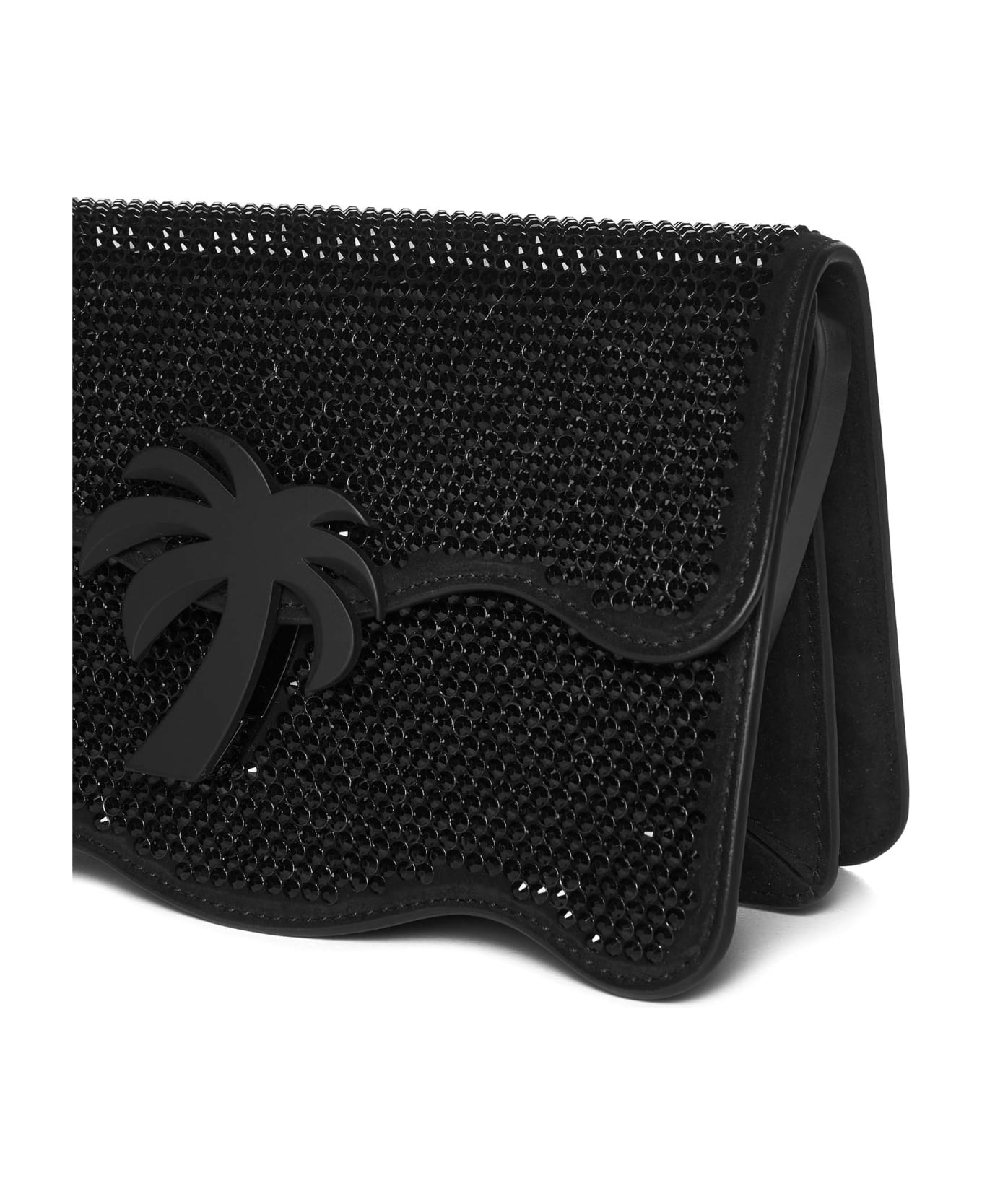 Palm Angels Embellished Suede Palm Beach Crossbody Bag - Black