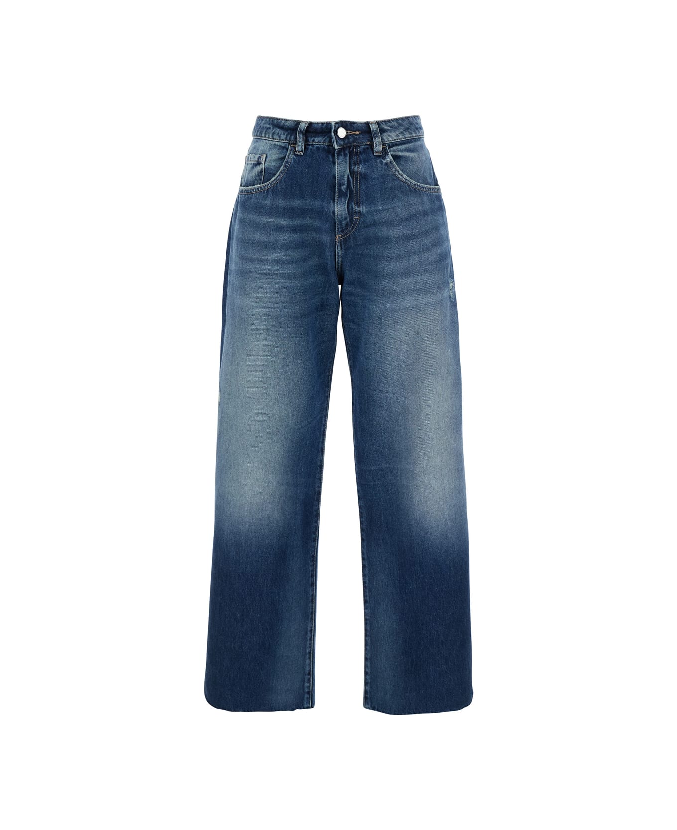 Icon Denim 
bea
 Blue Jeans With Belt Loops And Logo Patch On The Rear In Denim Woman - Blu