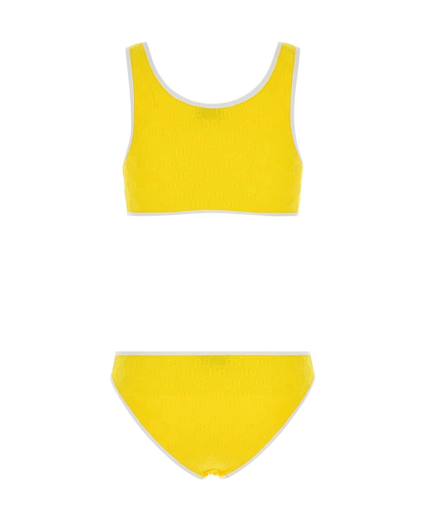 Gucci Yellow Stretch Nylon Bikini - YELLOWWHITE