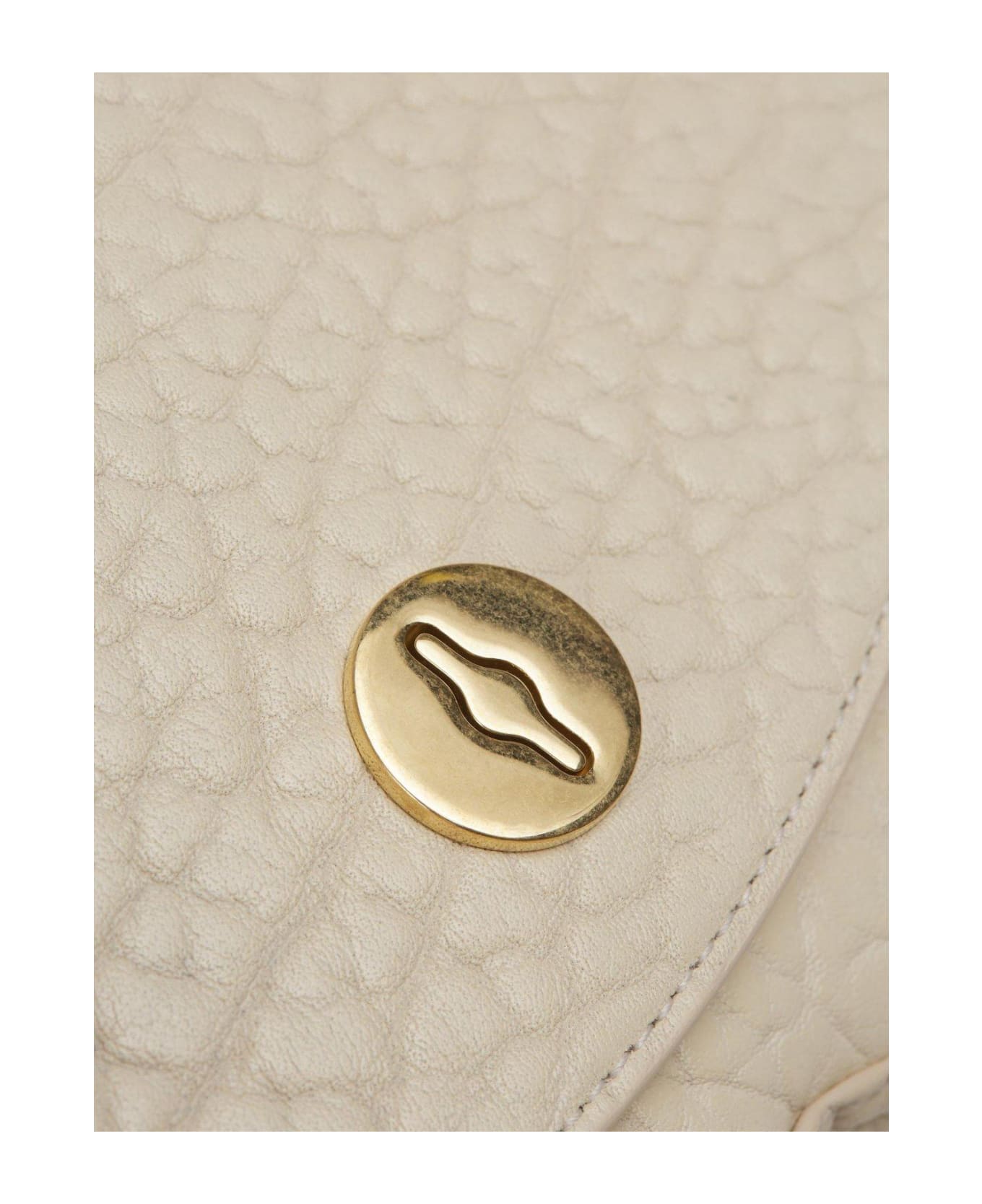 Burberry Granulated Foldover-top Shoulder Bag - Pearl