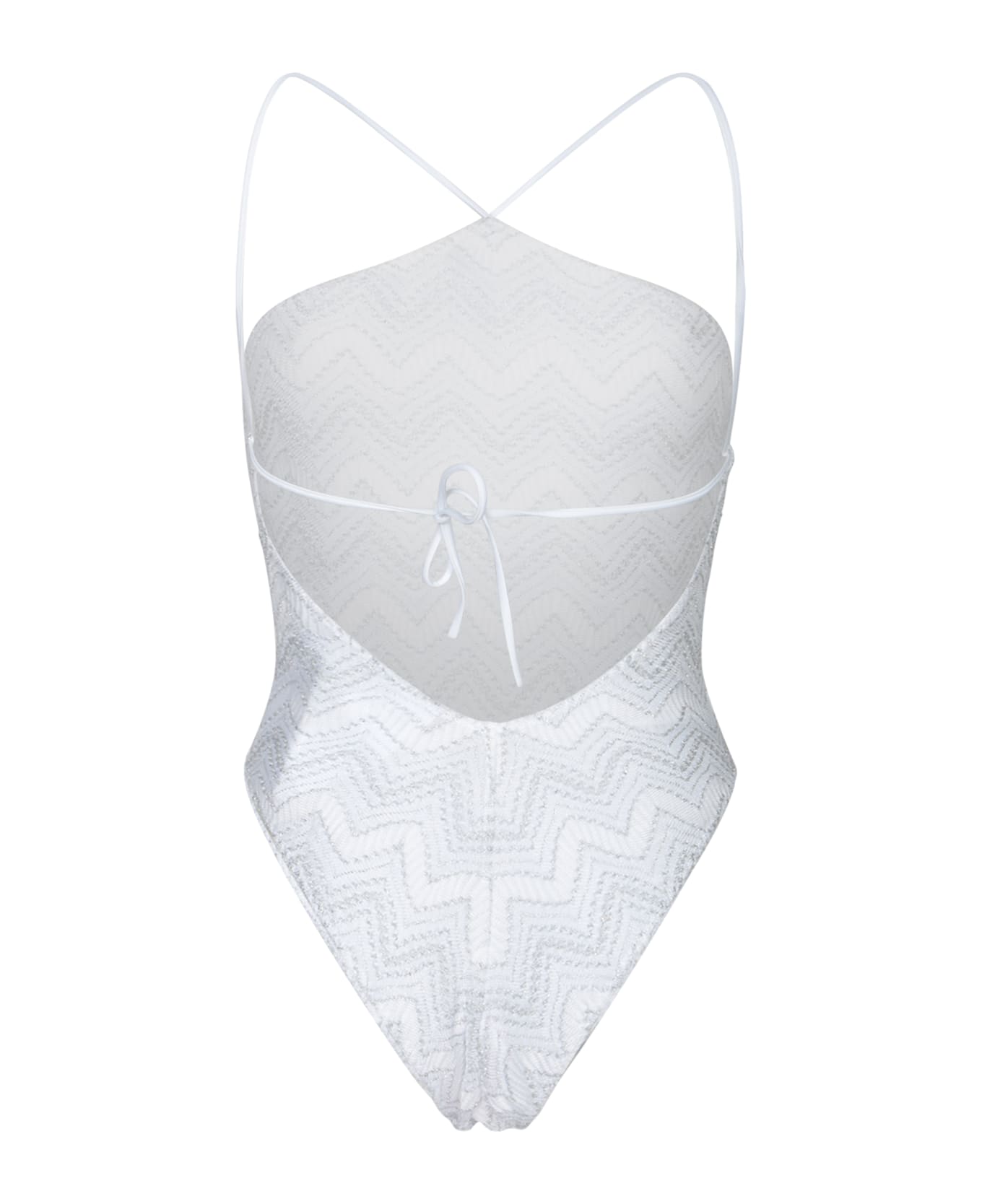 Missoni White Lame Halter One-piece Swimsuit - White