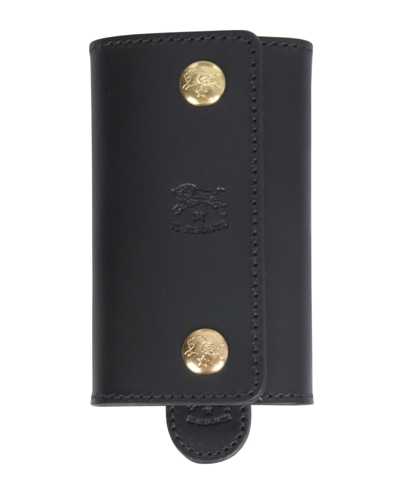Il Bisonte Leather Key Ring - NERO