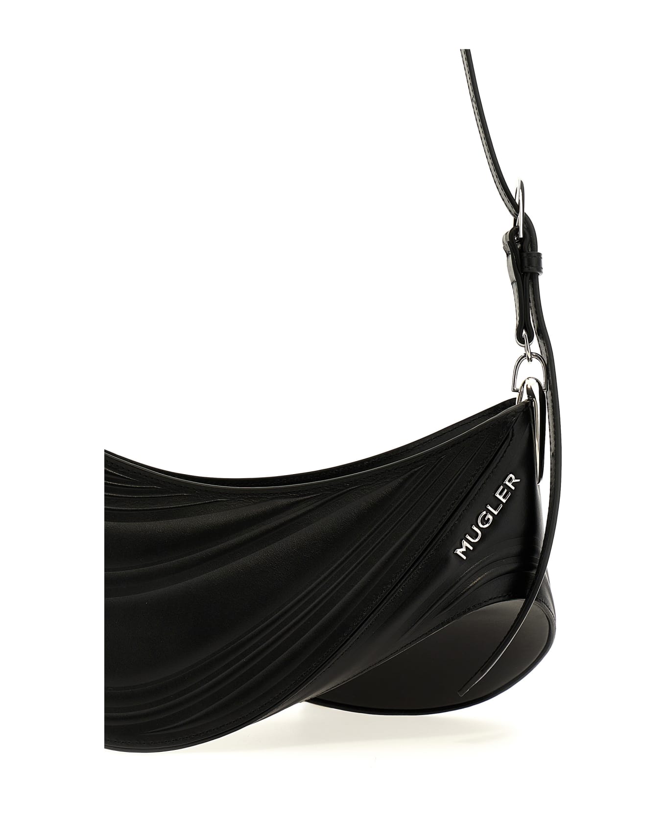 Mugler 'medium Embossed Spiral Curve 01' Shoulder Bag - Black