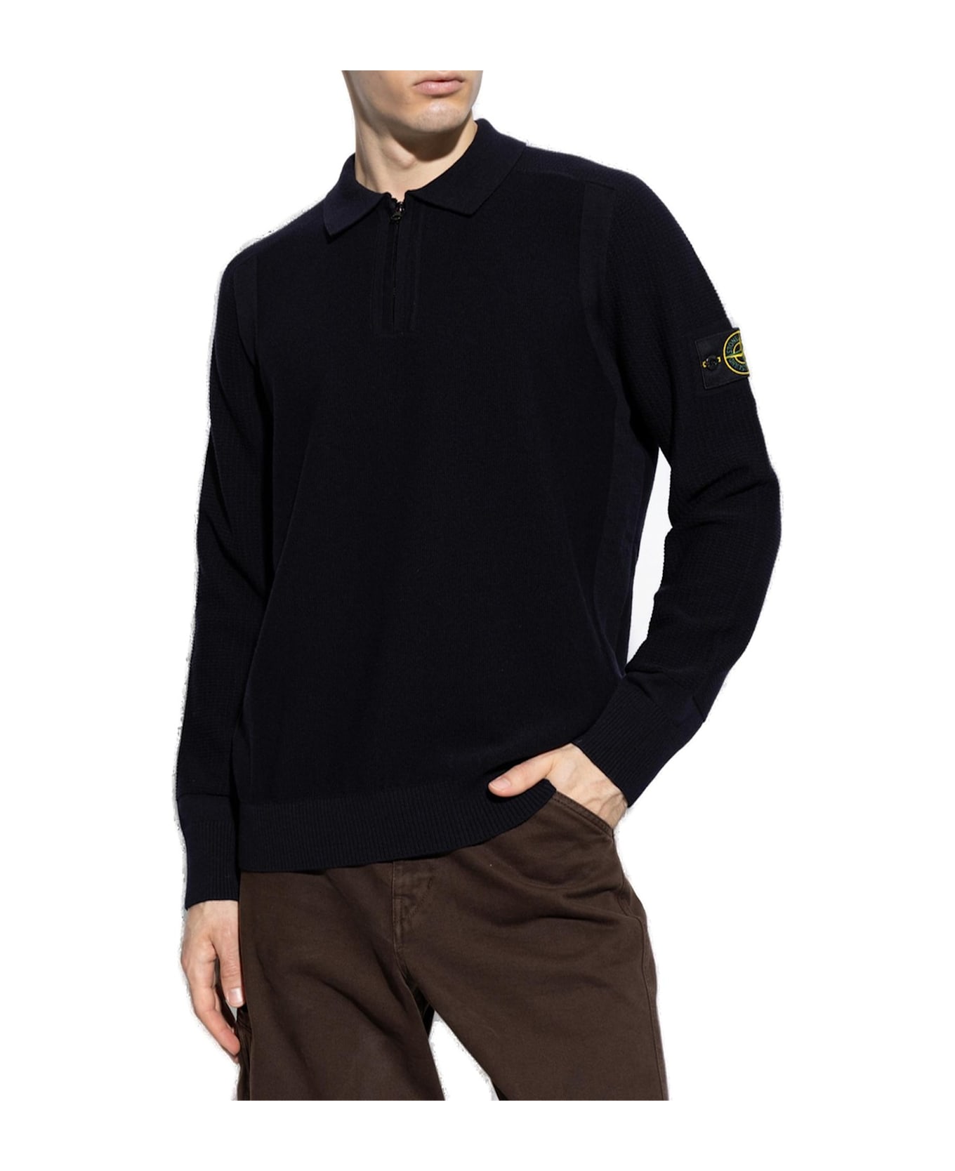 Stone Island Compass-badge Knitted Jumper - Blu