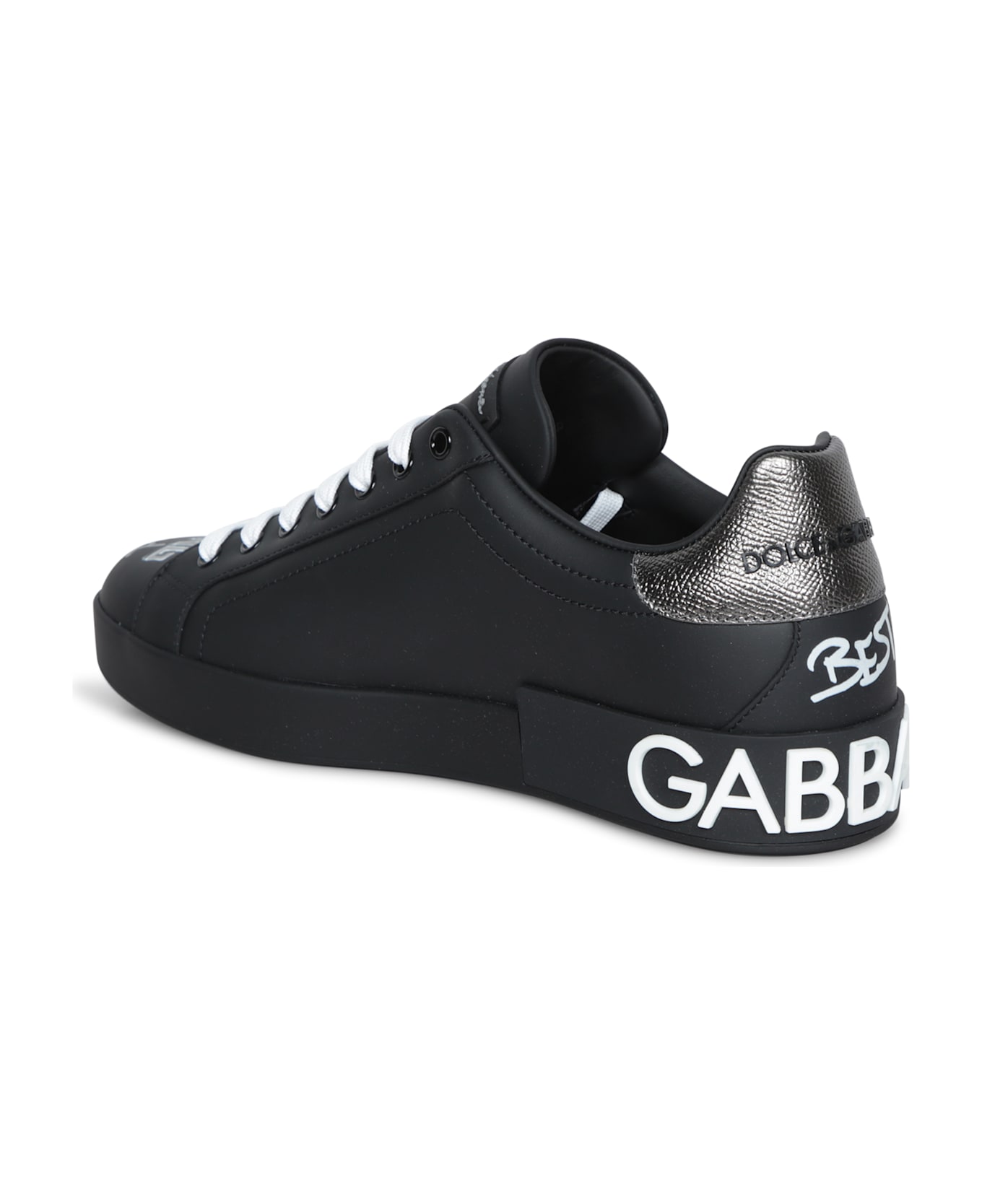 Dolce 
Gabbana Portofino Black-silver Sneakers - Black / Silver