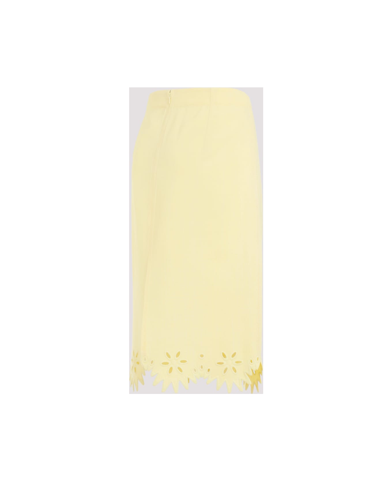 Bottega Veneta Grainy English Embroidery Midi Skirt - Chalk Banana