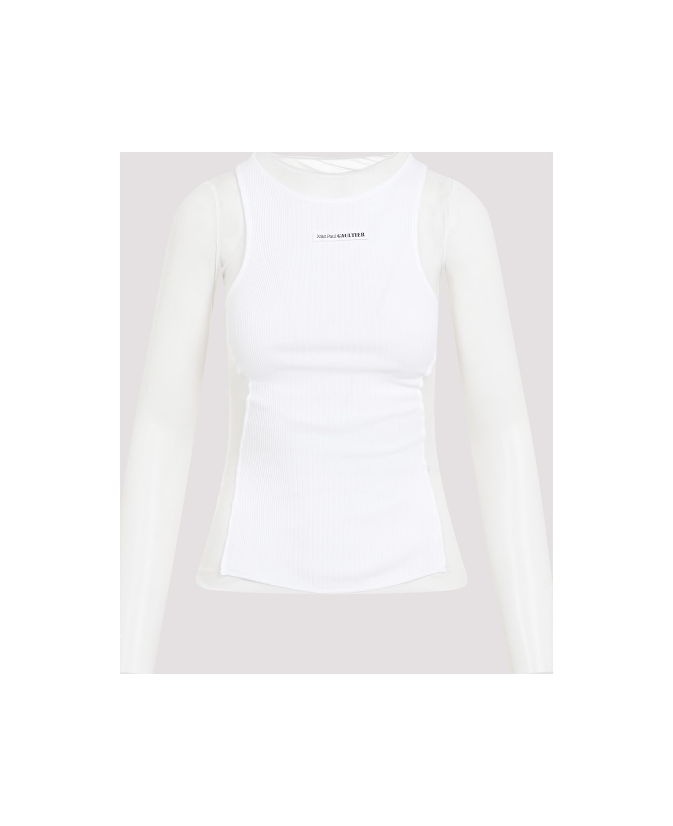 Jean Paul Gaultier Mesh With Ribs "petit Grand" Top - White White