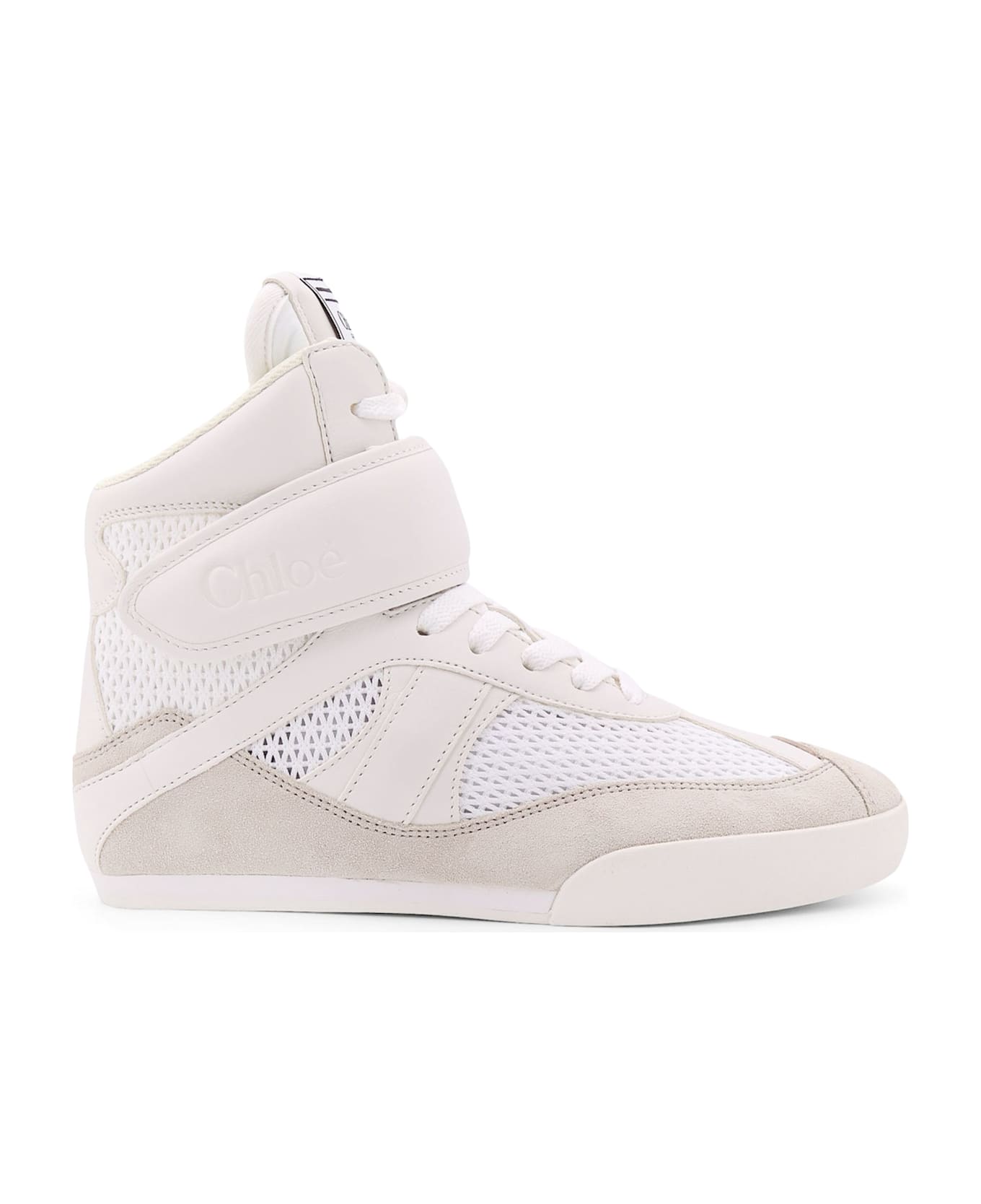 Chloé Kick Recycled Mesh, Leather And Suede - White