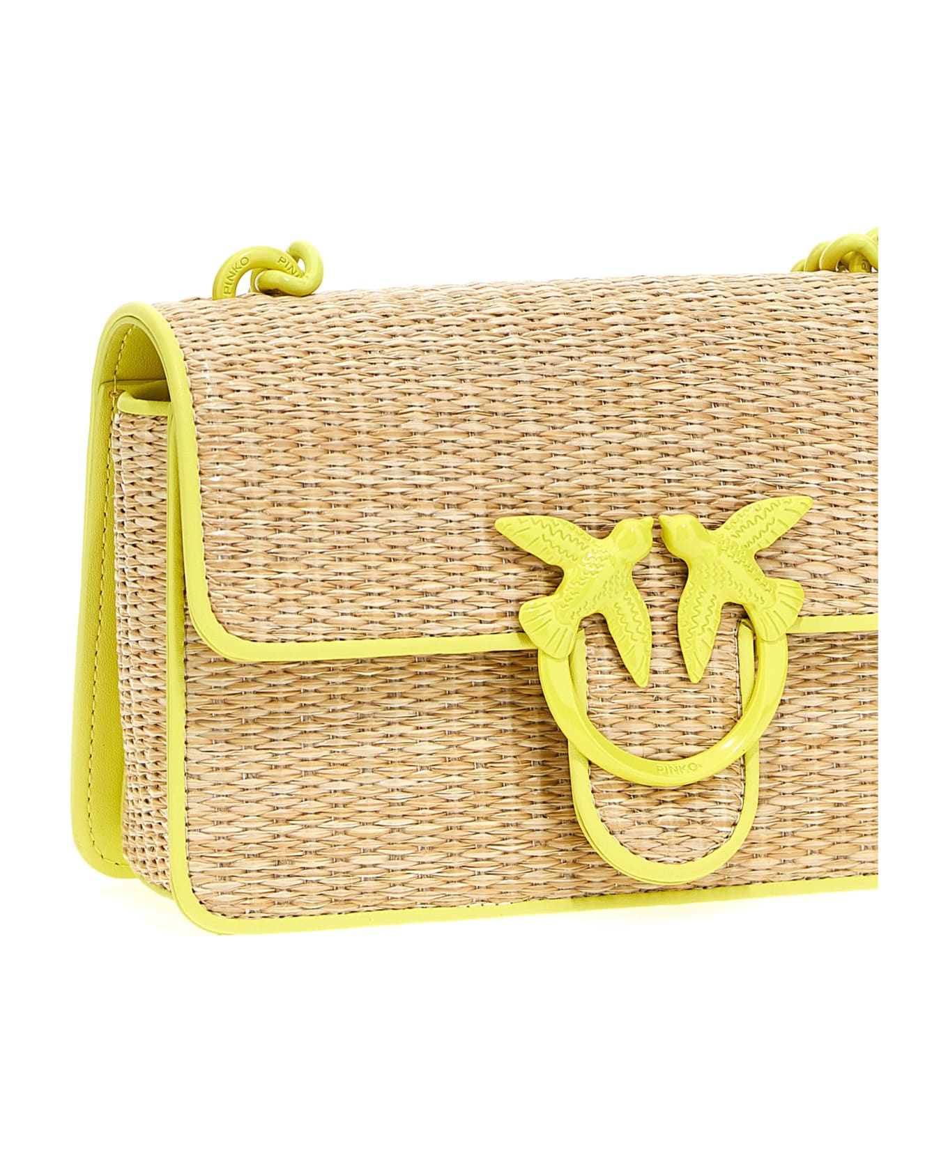 Pinko 'mini Love Bag Light' Crossbody Bag - Naturale/giallo-block color