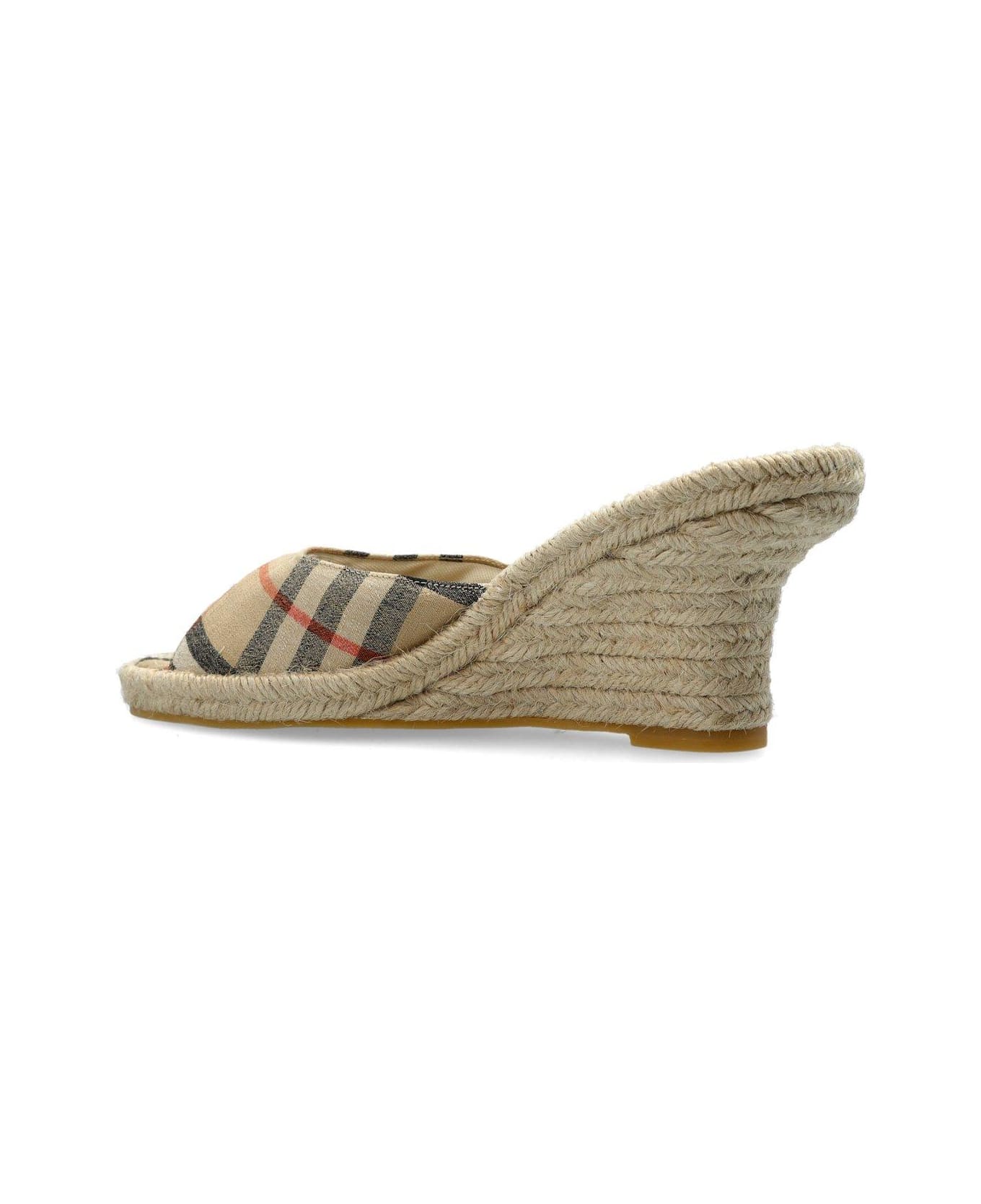 Burberry Checked Mews Espadrille Mules - NEUTRALS
