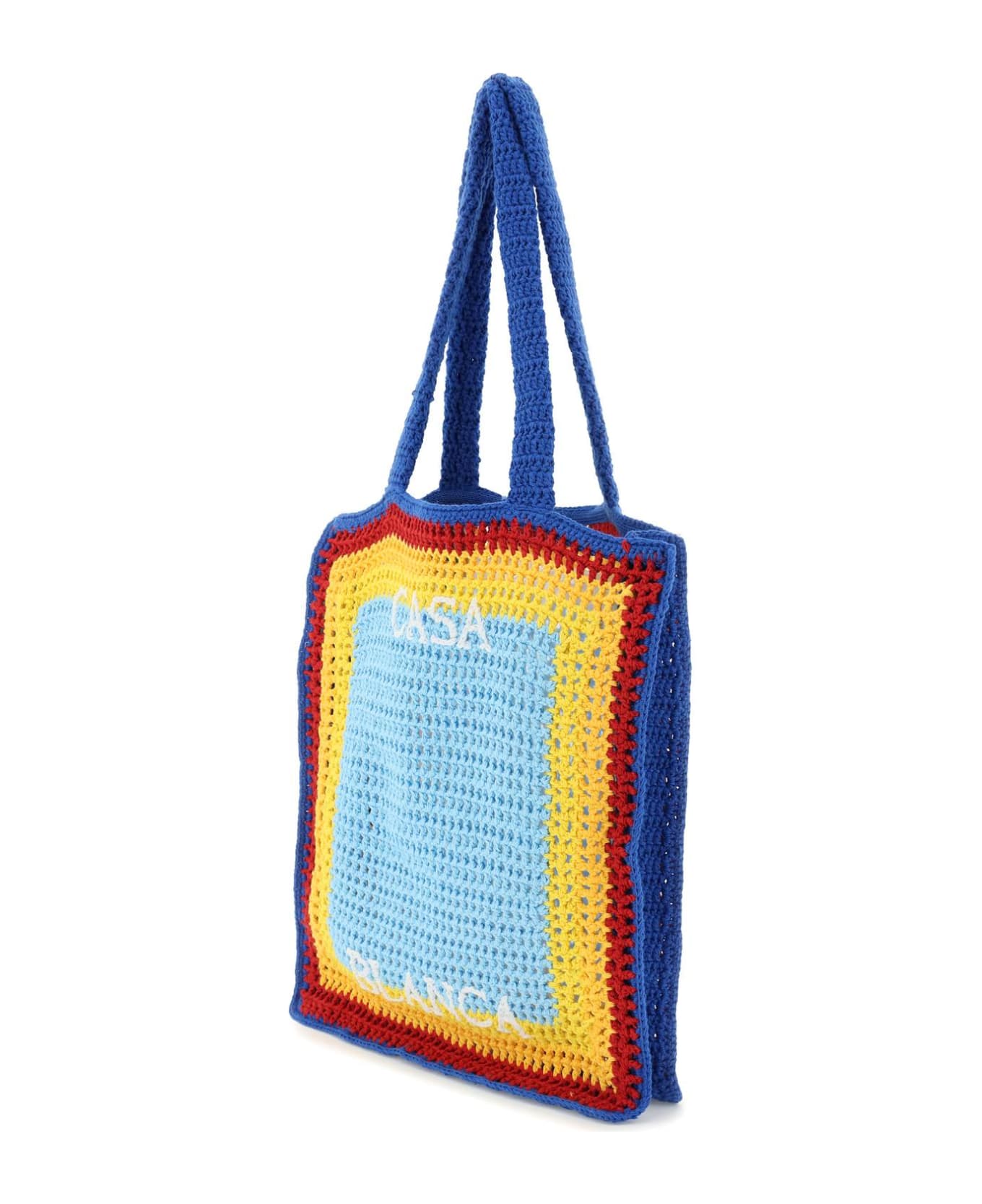 Casablanca Logo Cotton Crochet Tote Bag - Blue トートバッグ