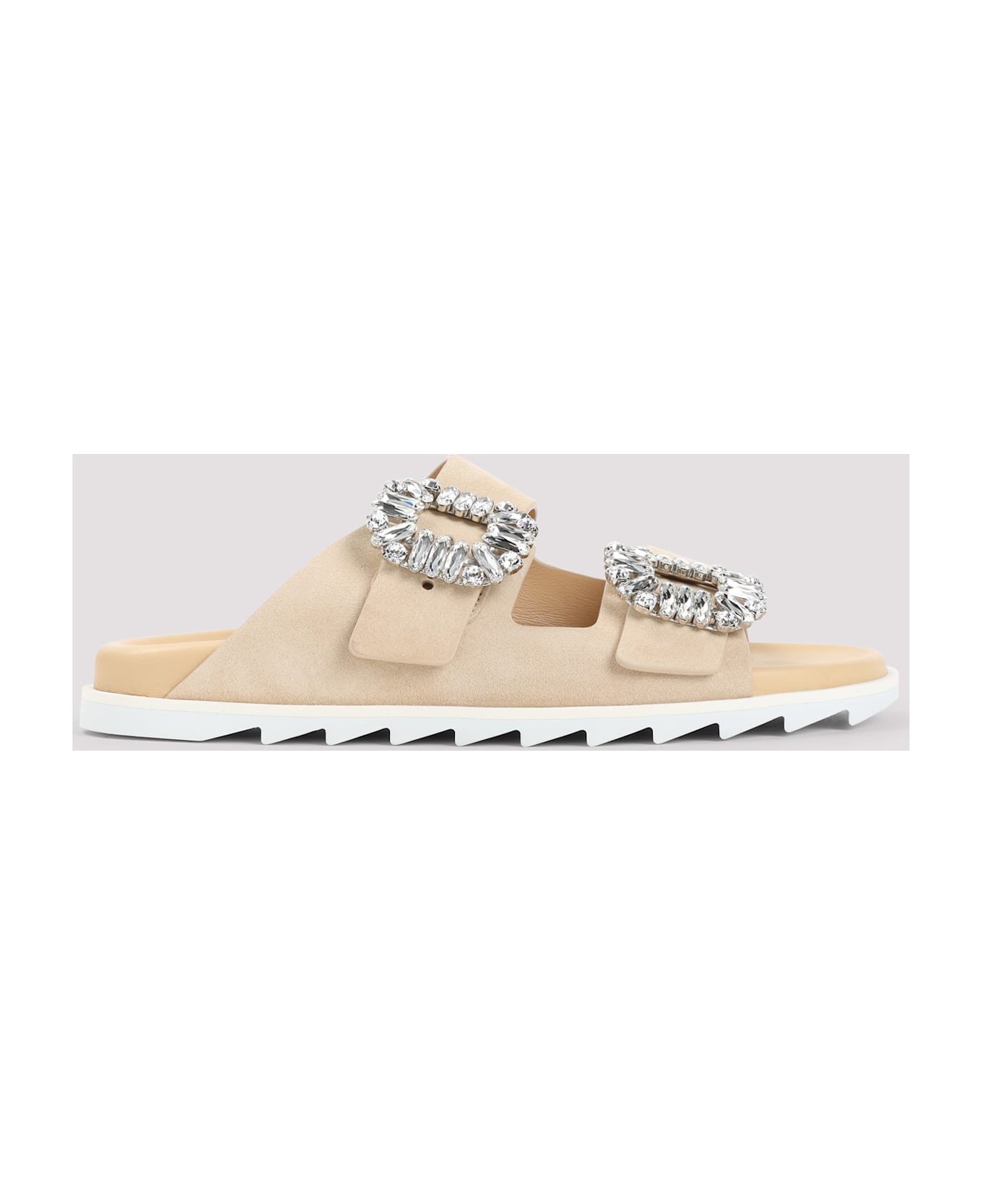 Roger Vivier Slidy Strass Buckle Sandals - Carne