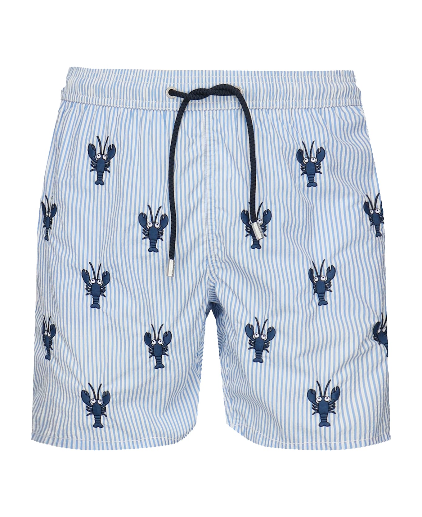 MC2 Saint Barth Striped Swimsuit With Print - Light blue, Blue, White