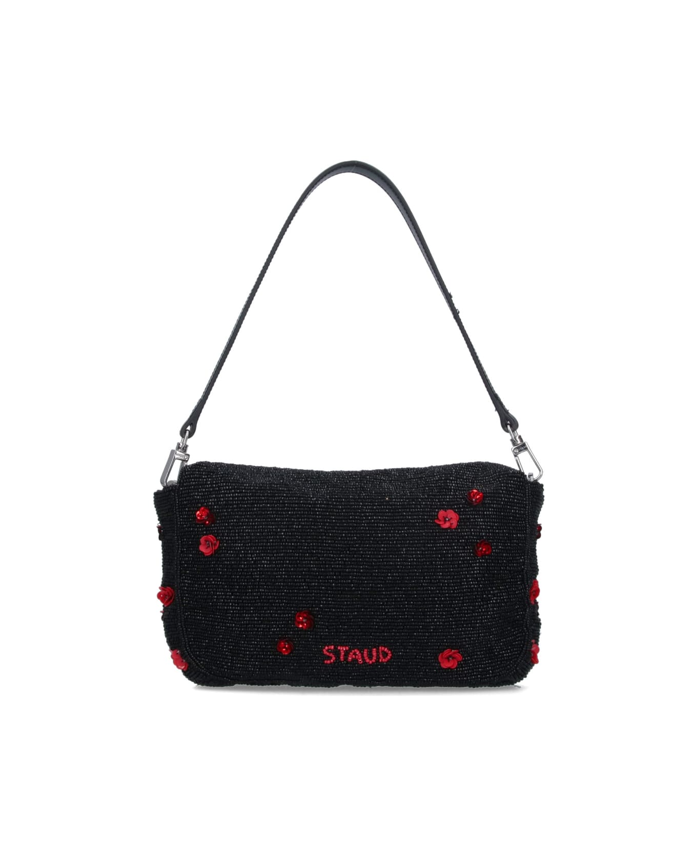 STAUD 
timmy Poppy
 Rhinestone Shoulder Bag - Black  