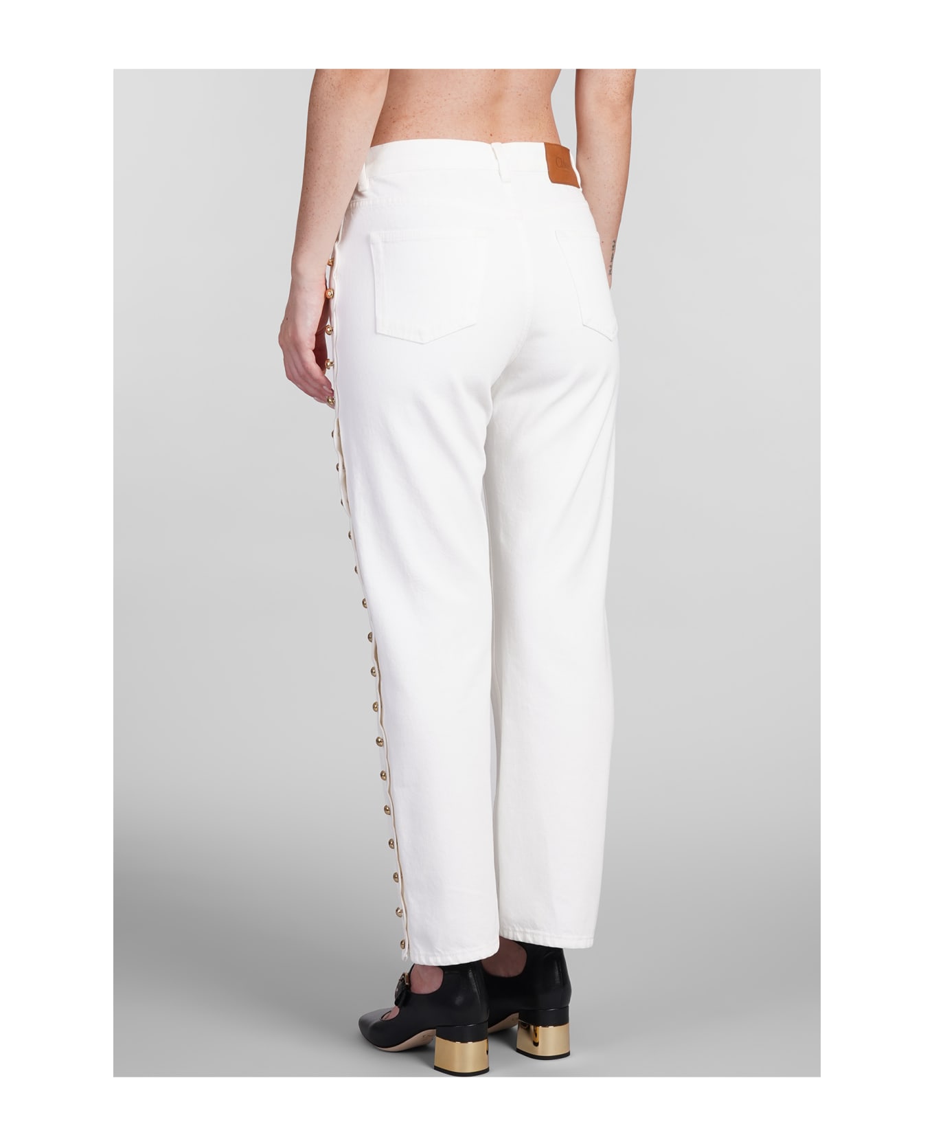 Chloé Cropped Jeans With Embellished Profile - White