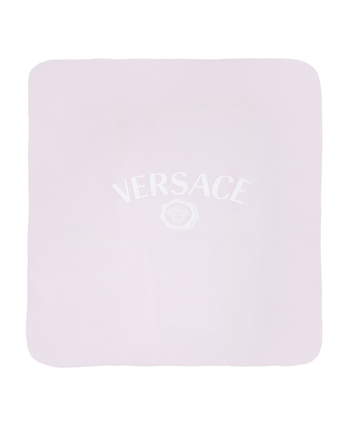 Versace Pink Blanket With Logo And Medusa For Baby Girl - Pink