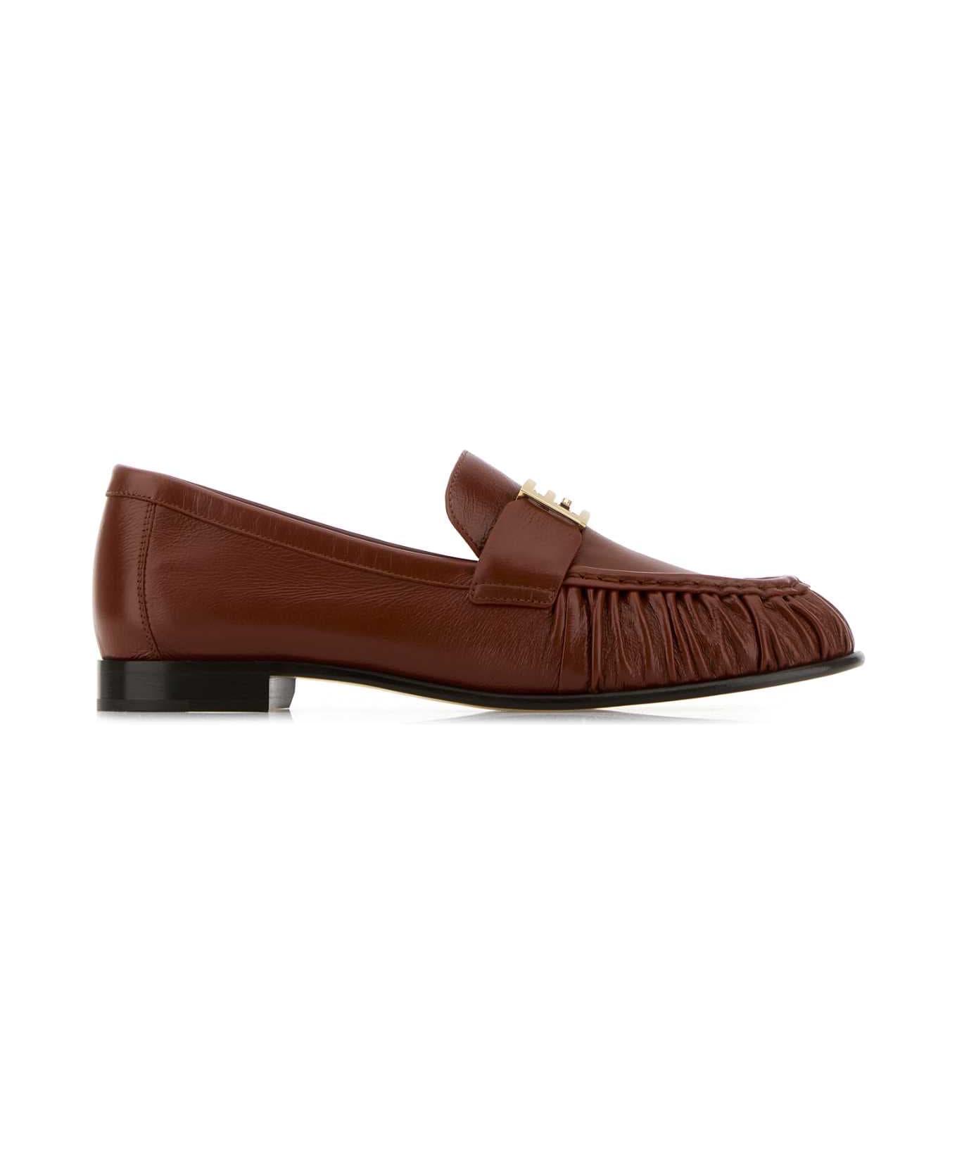 Fendi Brick Nappa Leather Baguette Loafers - MARRONE BRUCIATO