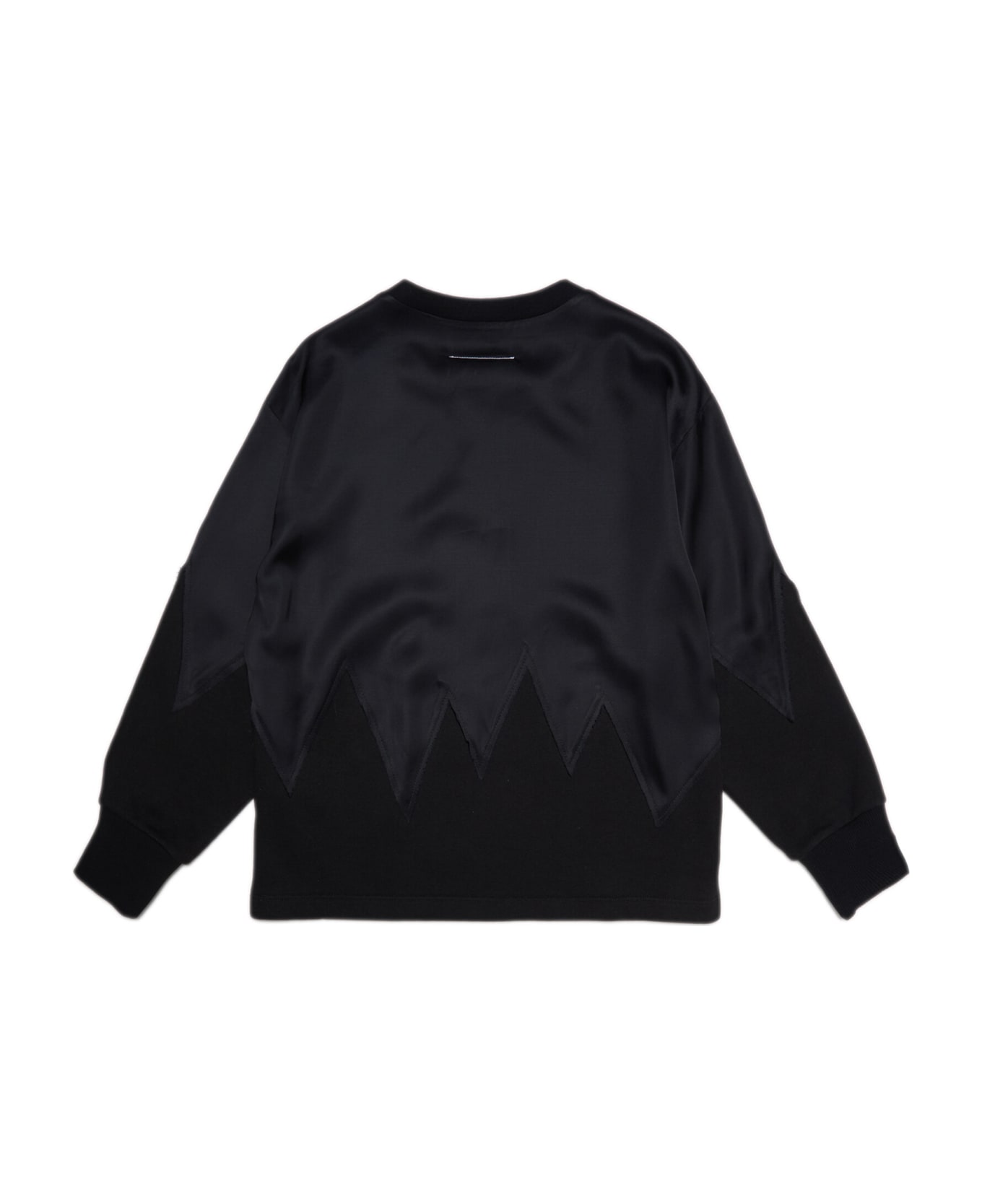 MM6 Maison Margiela Mm6s40u Sweat-shirt Maison Margiela Black Crew-neck Sweatshirt With Satin On The Bottom - Black