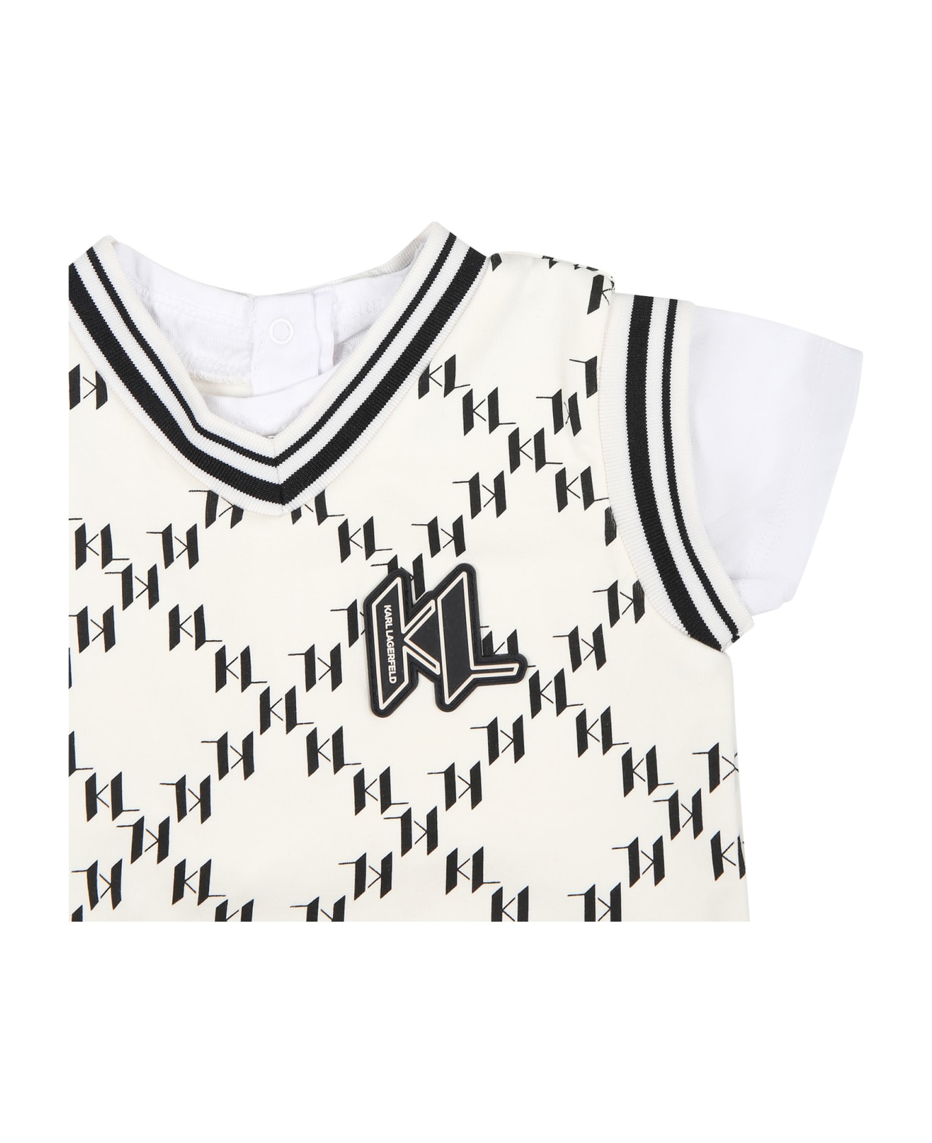 Karl Lagerfeld Kids Multicolor Romper For Baby Boy With All-over K/ikonik Graphic Print - Multicolor ボディスーツ＆セットアップ