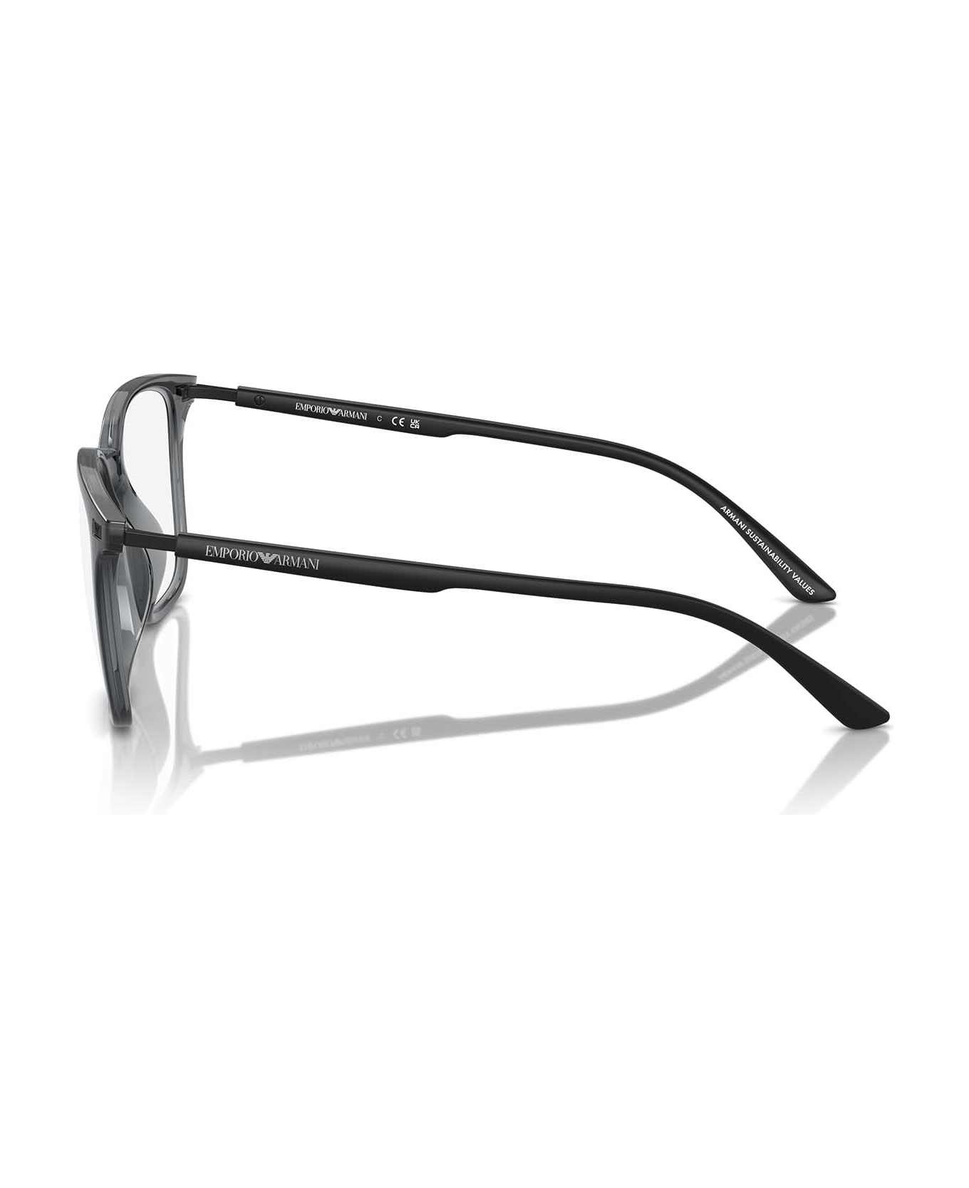 Emporio Armani Ea3242u Shiny Transparent Black Glasses - Shiny Transparent Black アイウェア