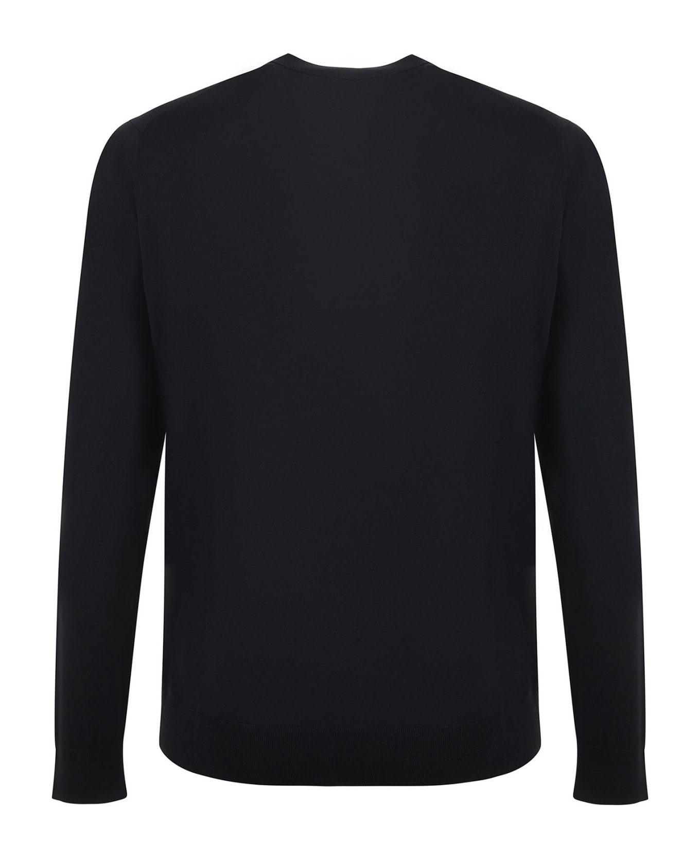 Paolo Pecora Black Crew-neck Sweater In Cotton And Silk Blend - NERO