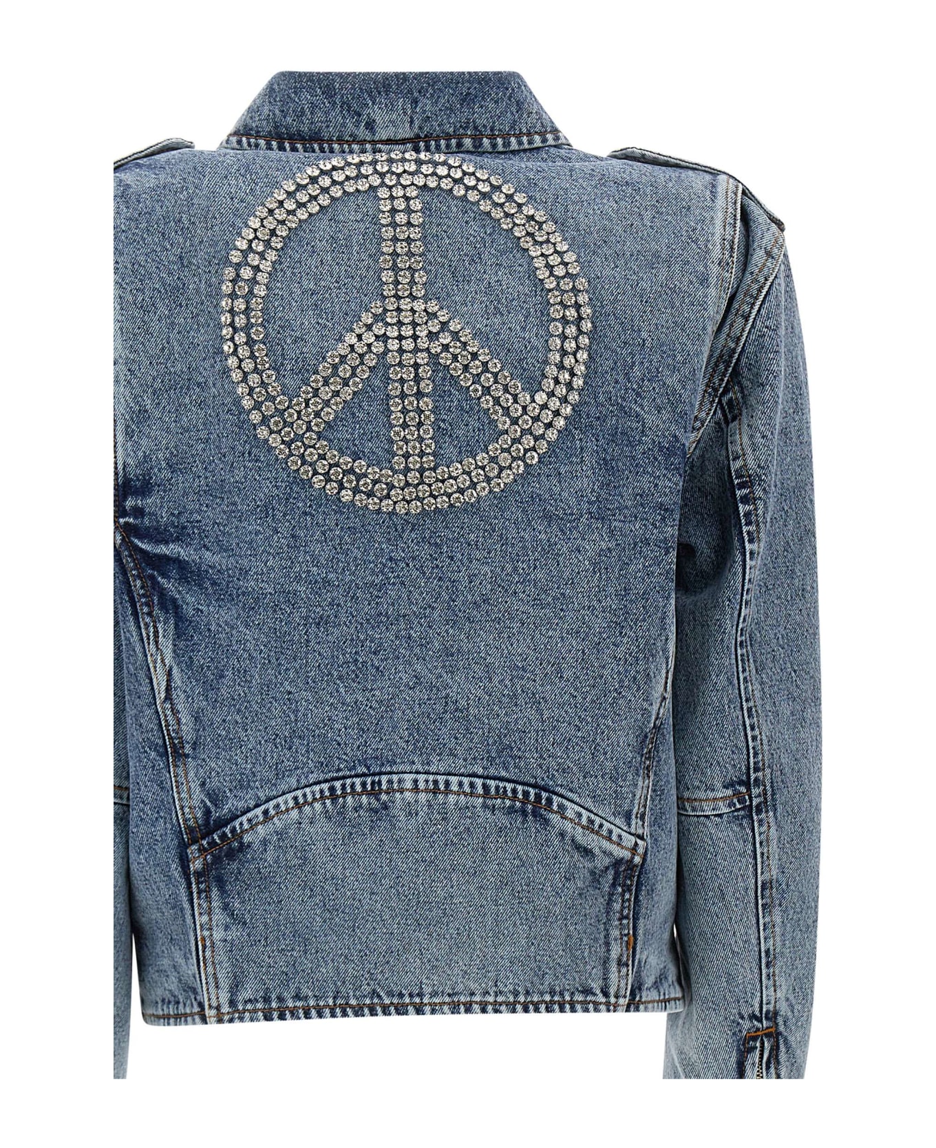 M05CH1N0 Jeans 'peace Symbol' Biker Jacket - BLUE