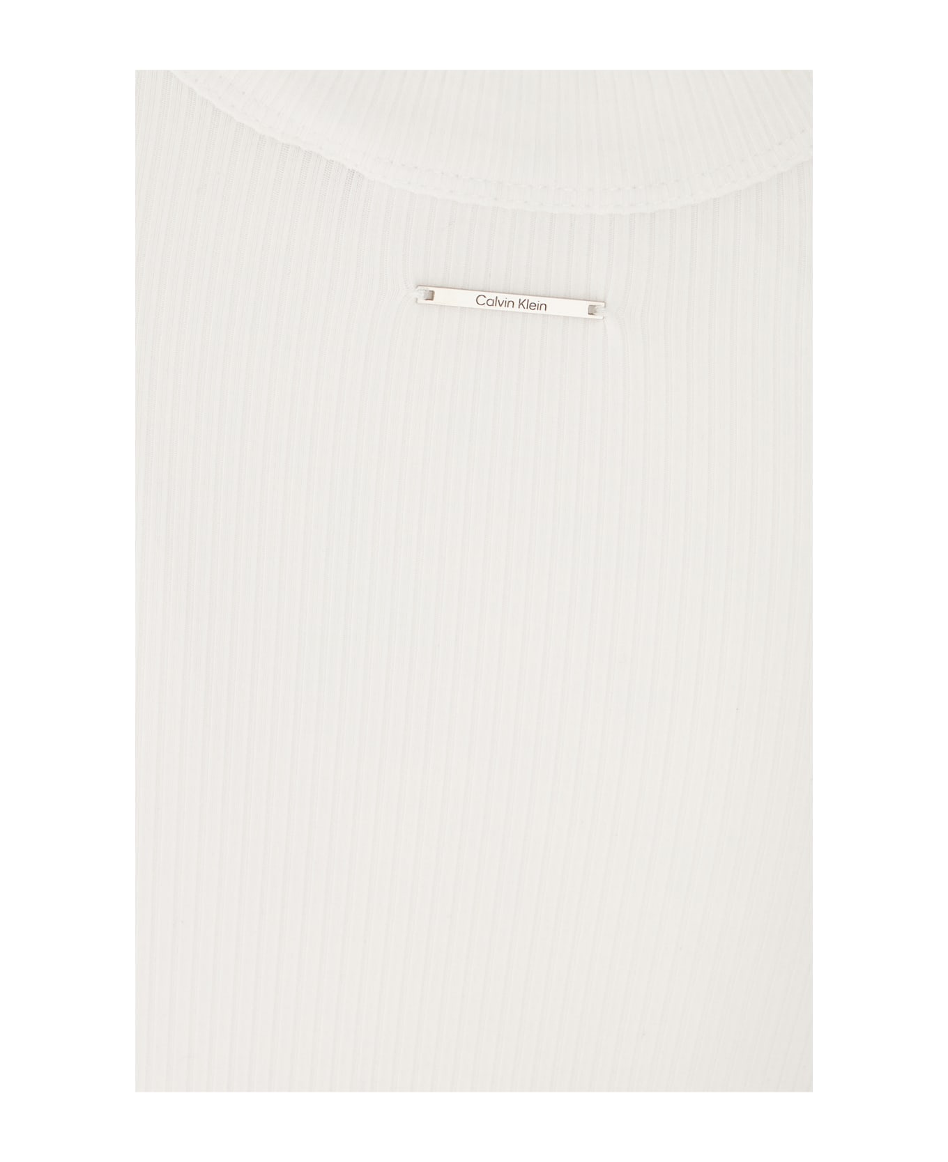 Calvin Klein White Stretch Modal Top - WHITE