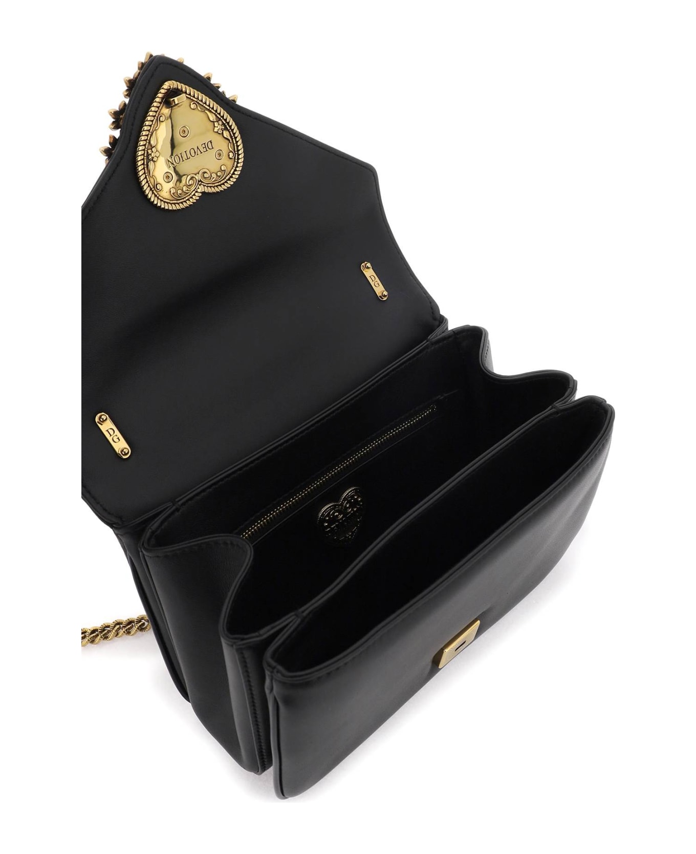 Dolce & Gabbana Black Nappa Leather Devotion Shoulder Bag - Black ショルダーバッグ