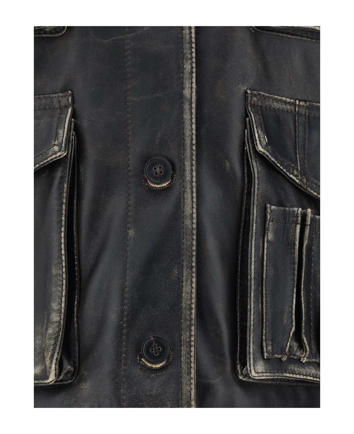 Golden Goose Leonor Pocket Leather Jacket - Vintage Brown