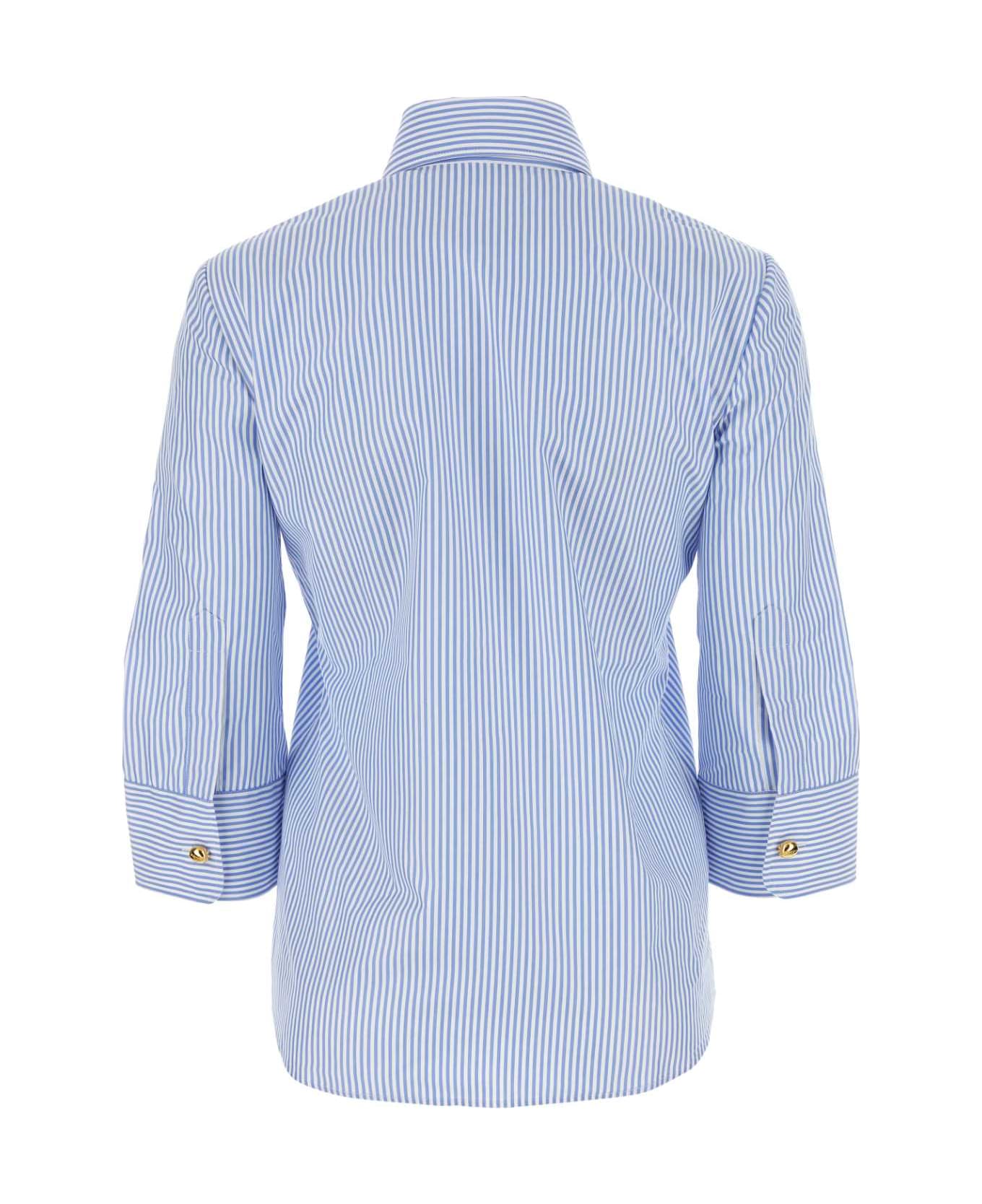 Prada Embroidered Poplin Shirt - BIANCOAZZURRO