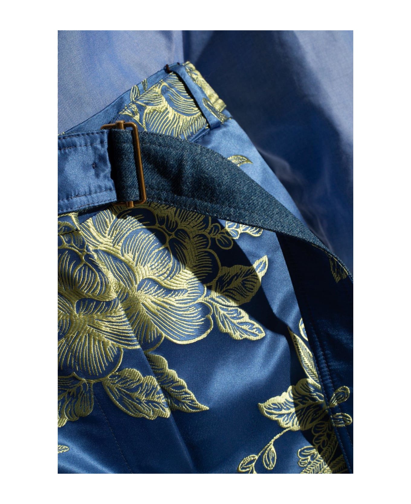 Etro Floral-jacquard Belted Wide-leg Shorts - Blue