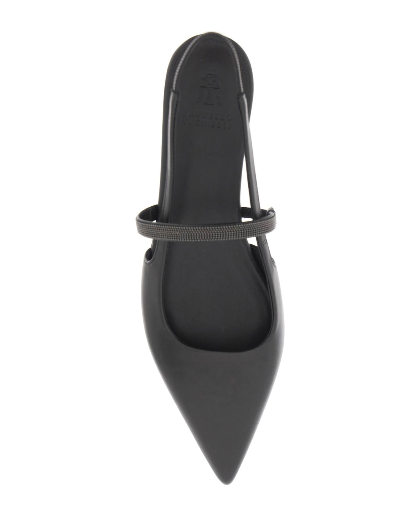 Brunello Cucinelli Slingback Ballet Flats With Precious Strap - Black