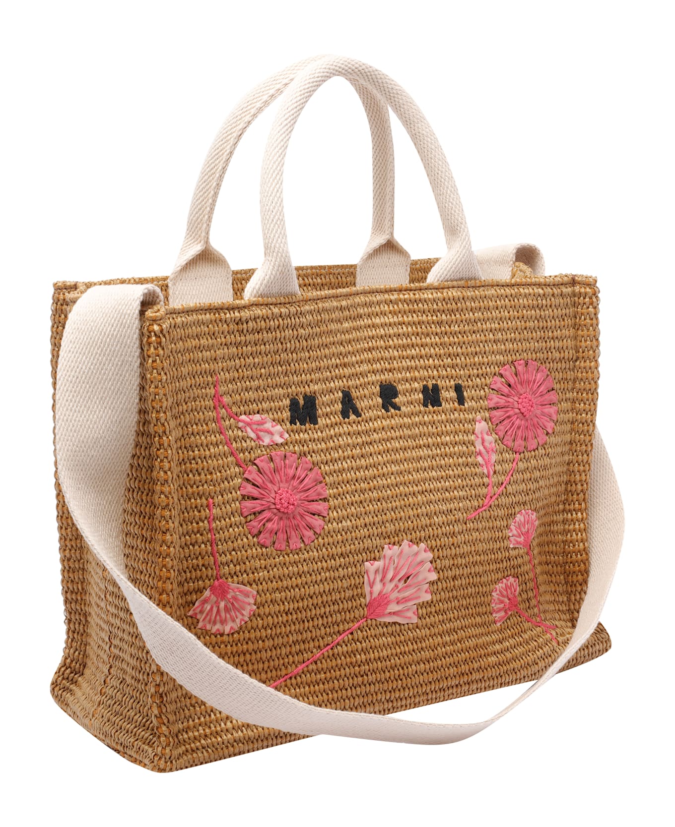 Marni Raffia Small Tote Bag - Beige