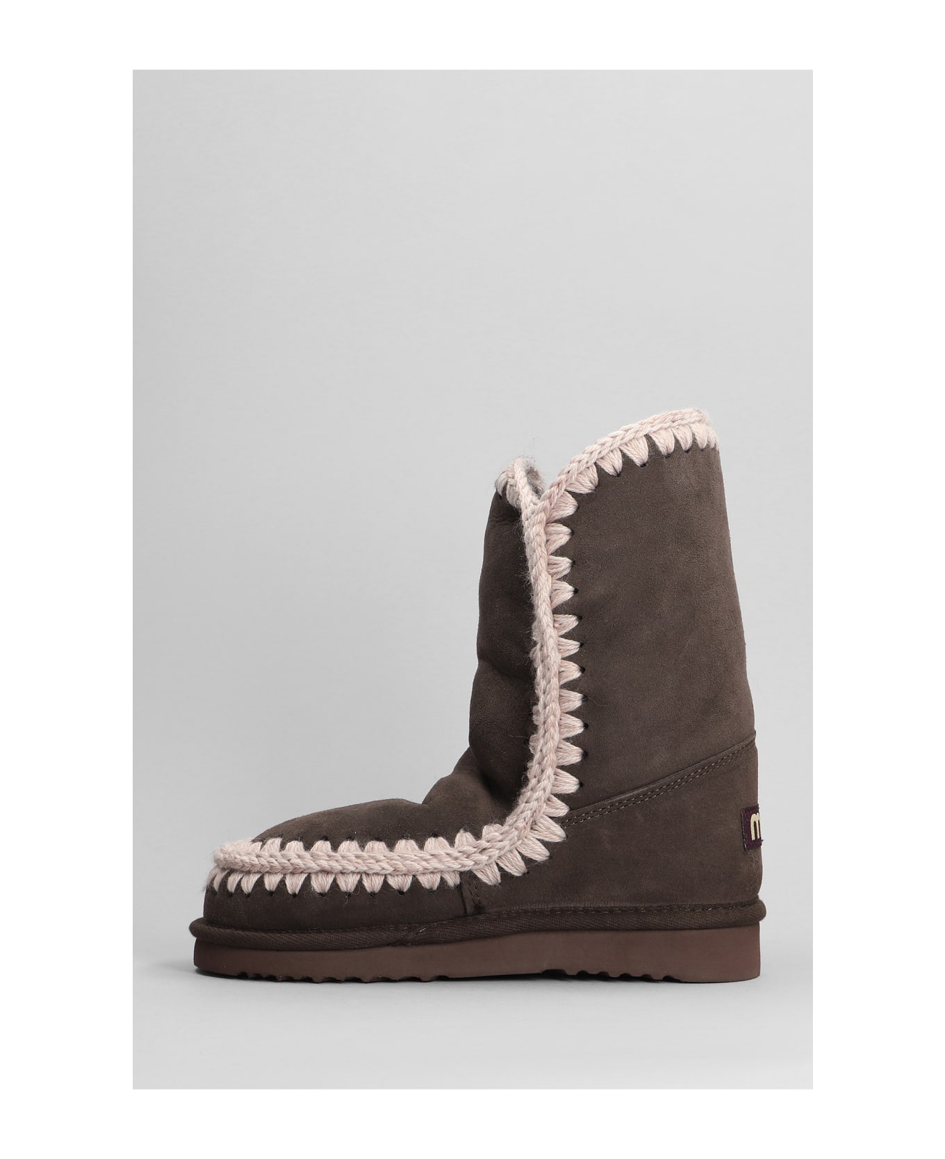 Mou Eskimo 24 Low Heels Ankle Boots In Brown Suede - brown