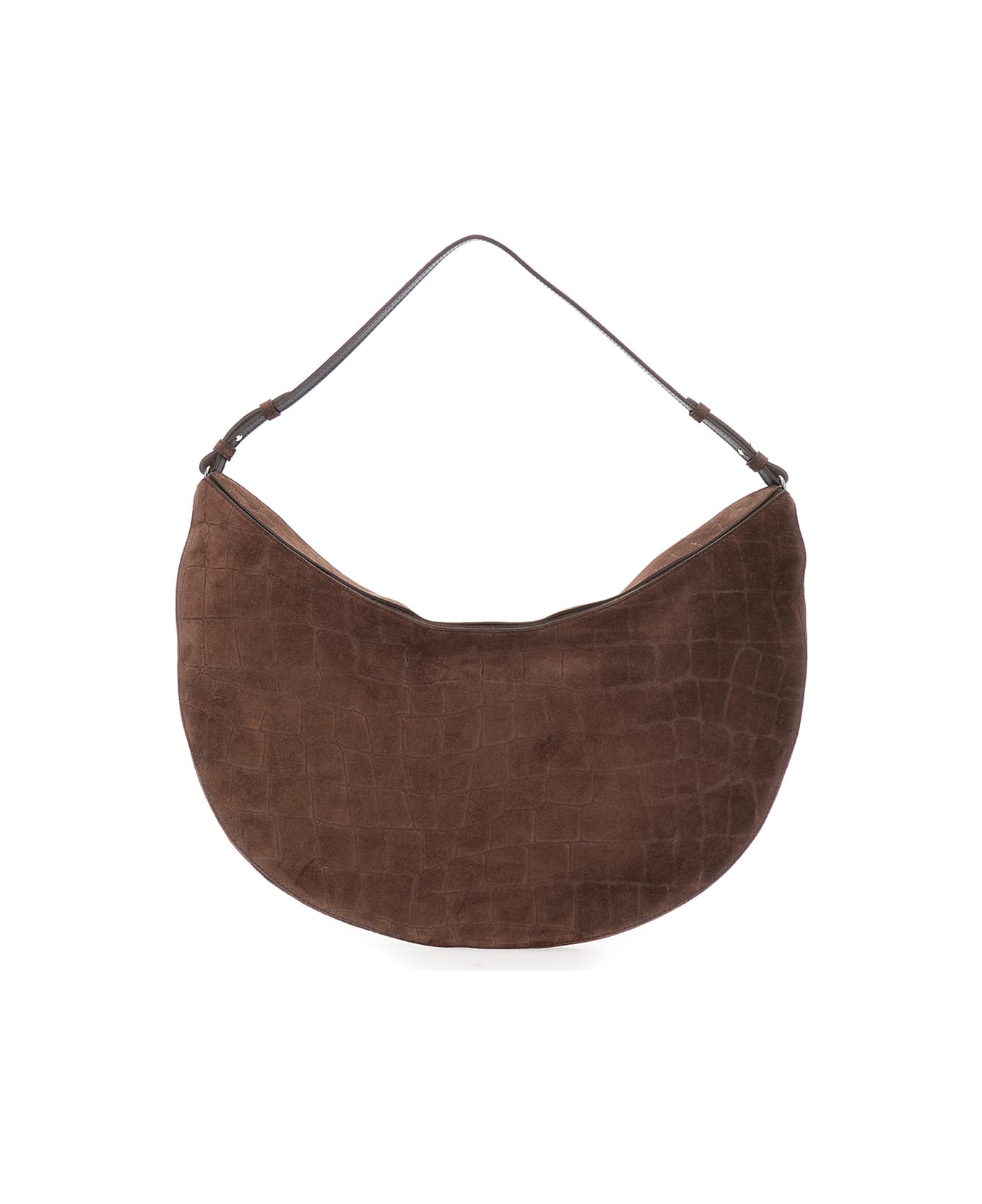 Jacquemus 
le Calisso Rond Large
 Brown Shoulder Bag With Adjustable Strap And Embossed Crodocile Effect In Leather Woman - Brown