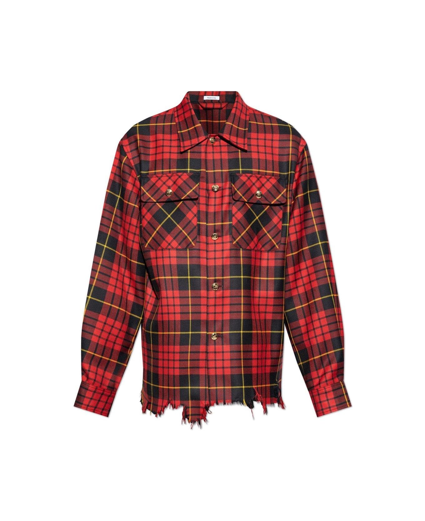 Alexander McQueen Distressed Tartan Overshirt - RED