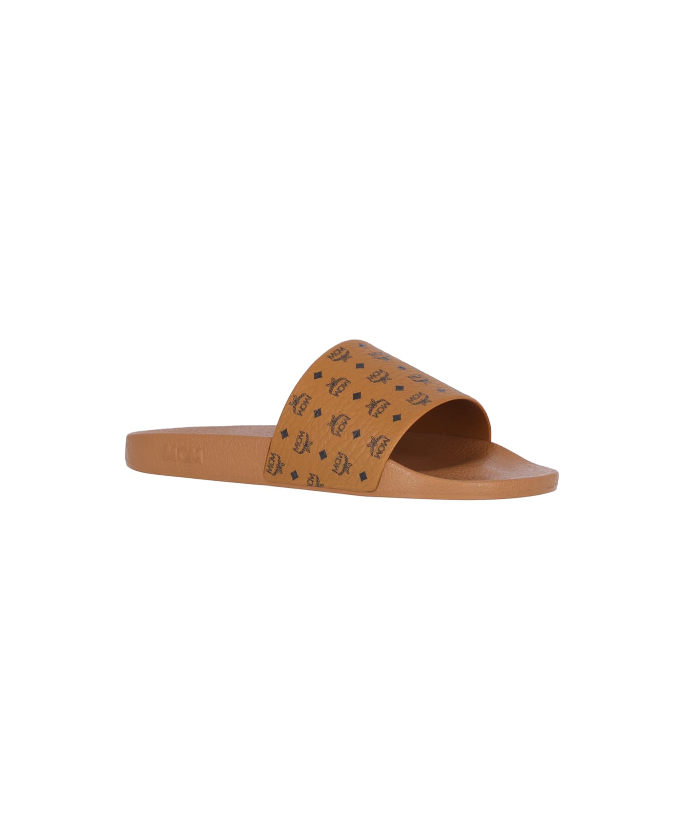 MCM Monogram Slide Sandals - Brown