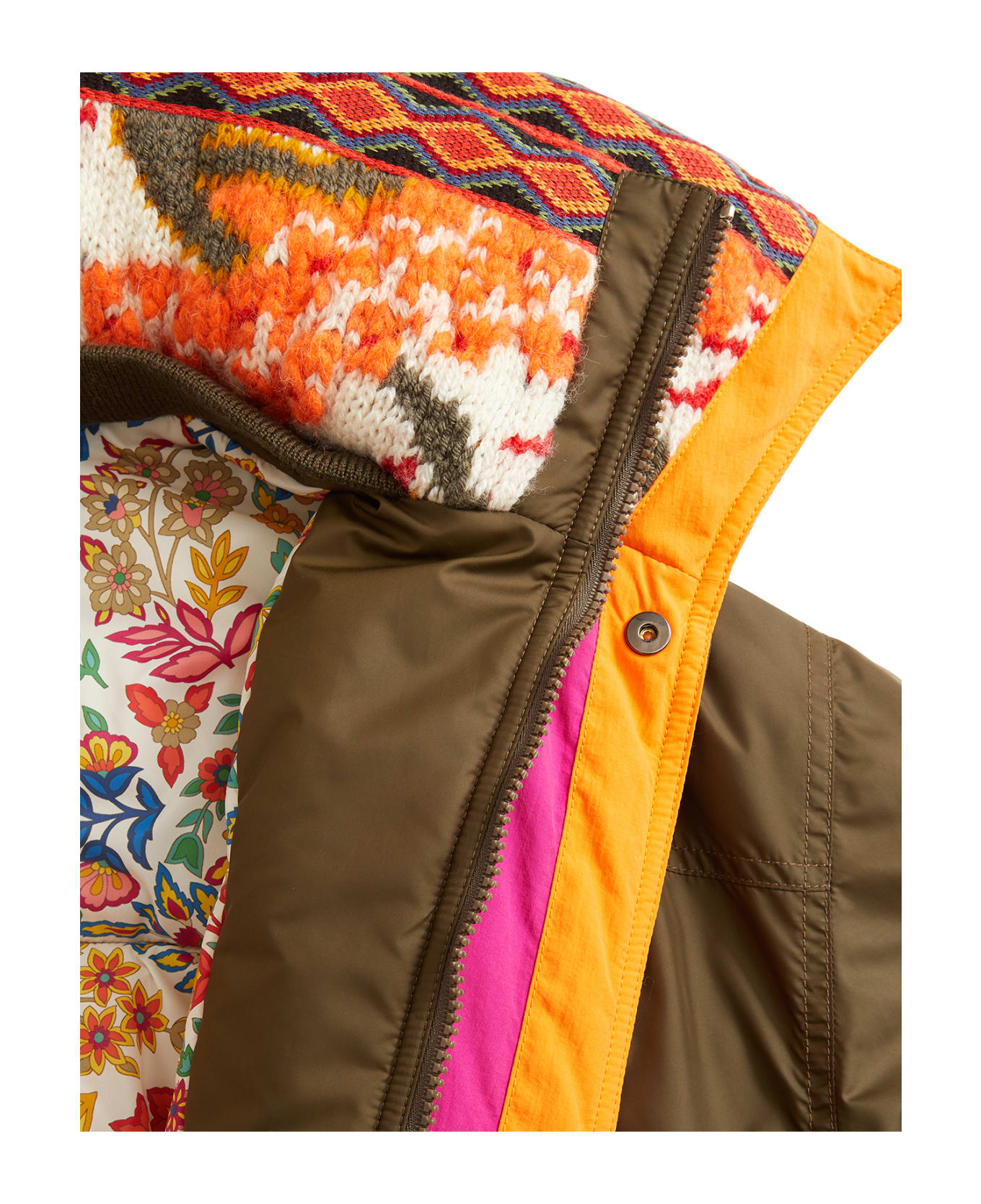 Etro Woman Military Green Jacket With Multicolored Details - MILITARY