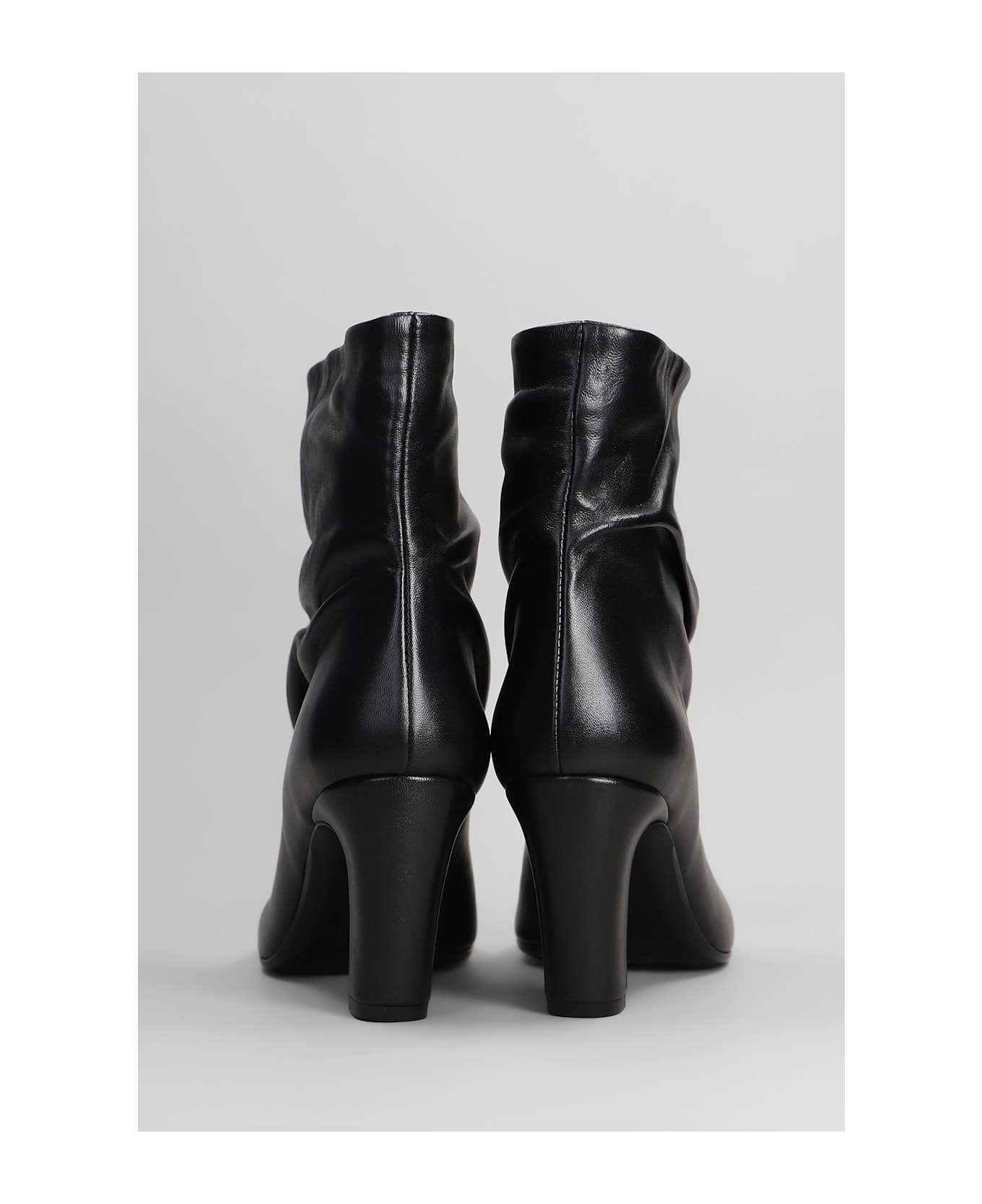 Strategia High Heels Ankle Boots In Black Leather - black