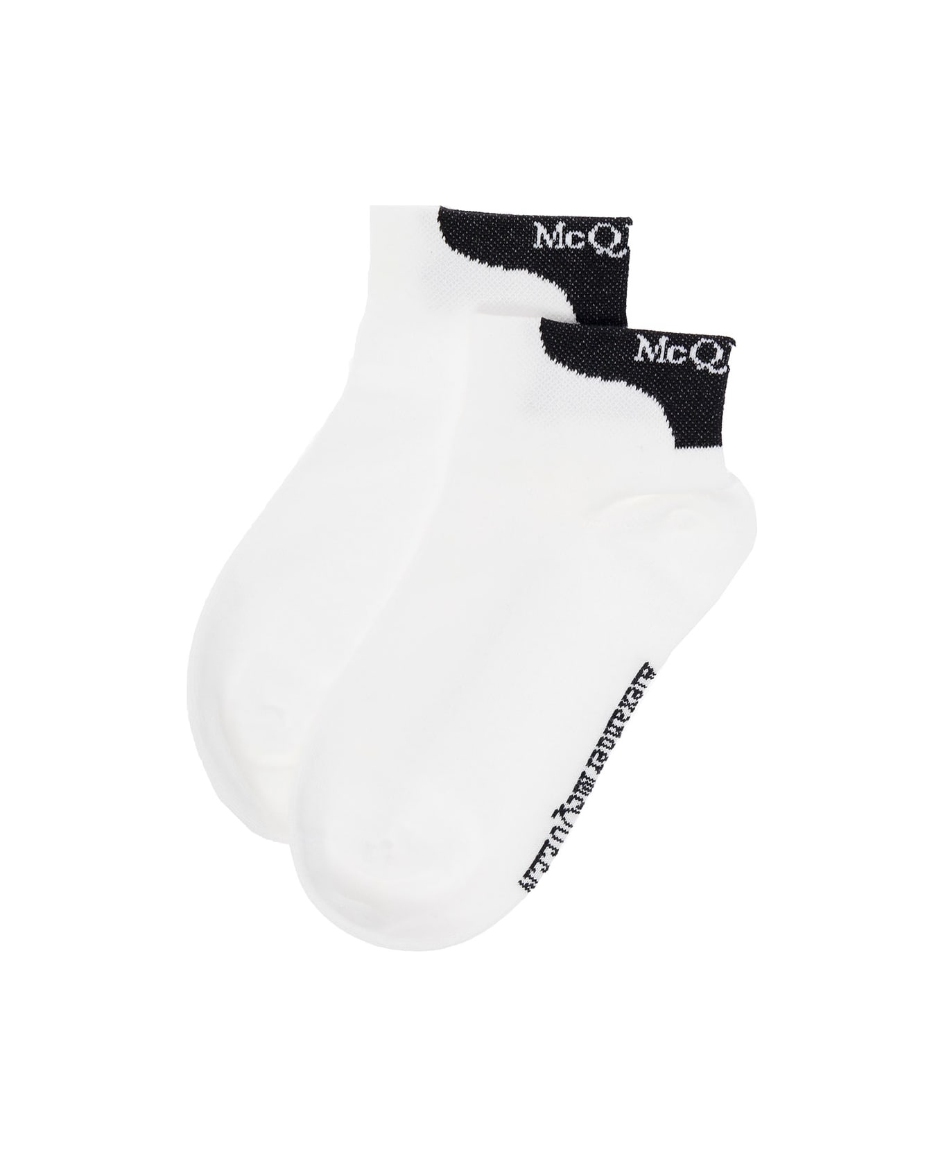 Alexander McQueen Woman's White Cotton Socks With Logo - White