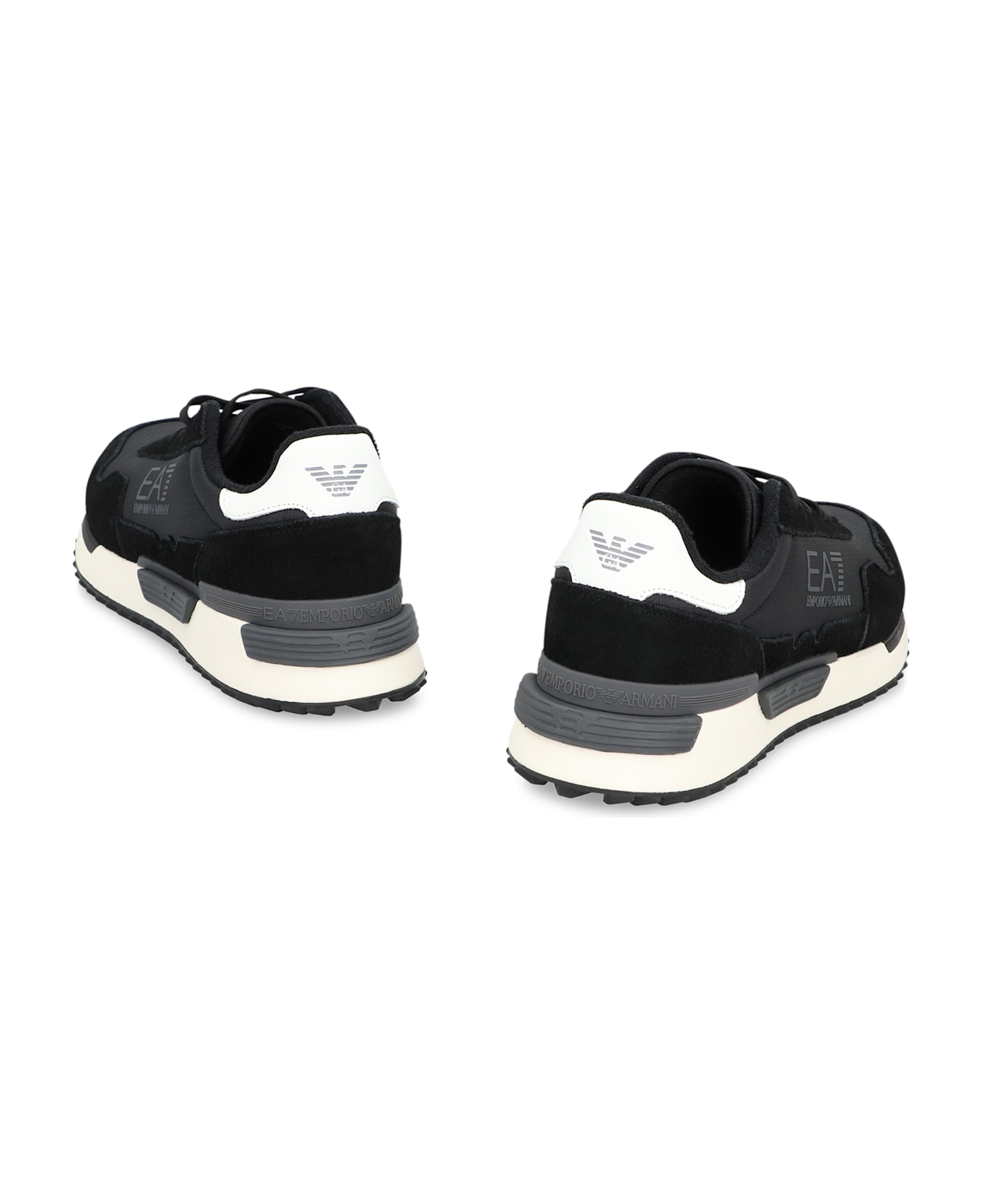 EA7 Leather And Fabric Low-top Sneakers - black