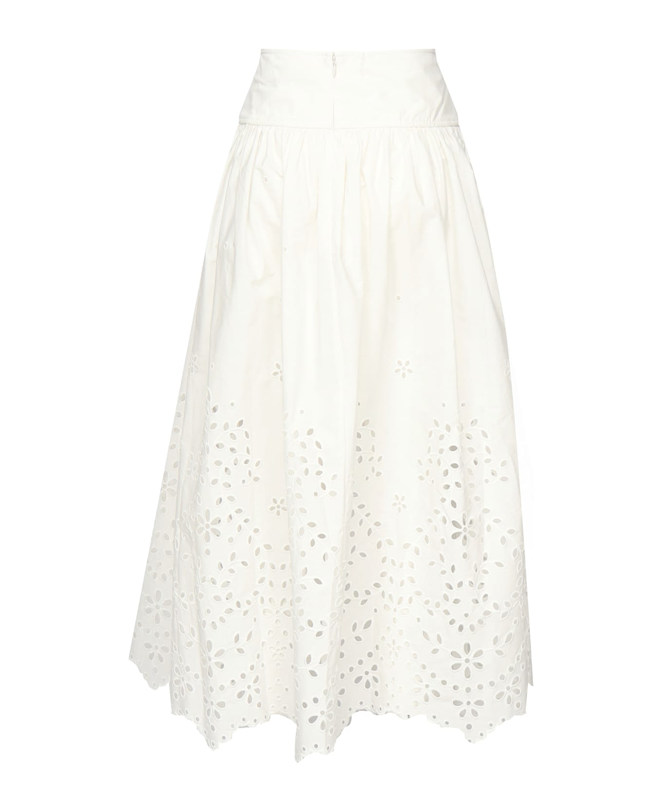 self-portrait Embroidered Lace Midi Skirt - White