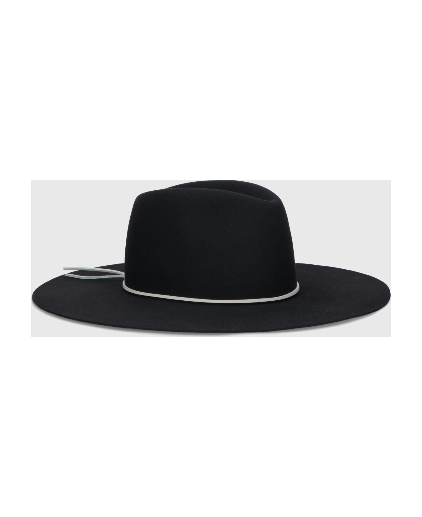 Borsalino Heath Alessandria Brushed Felt Leather Hatband - BLACK 帽子