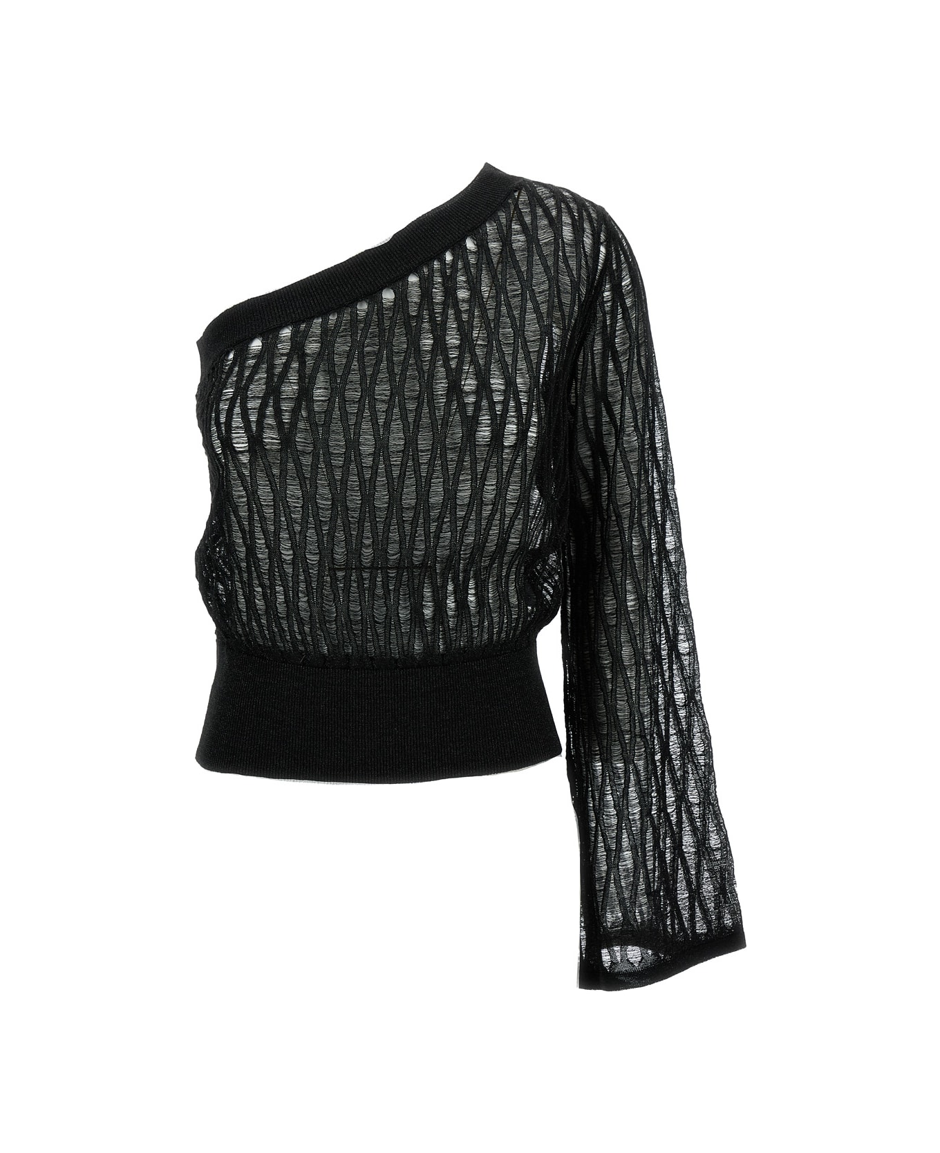 Federica Tosi Black One-shoulder Knit Top In Viscose Blend Woman - Black