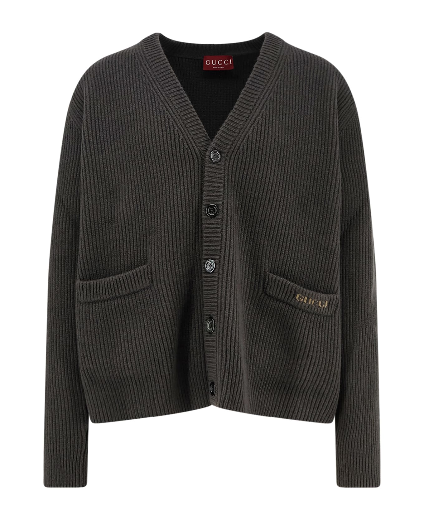 Gucci Ribbed Wool And Cashmere Cardigan - MILITARY GREEN/GREEN