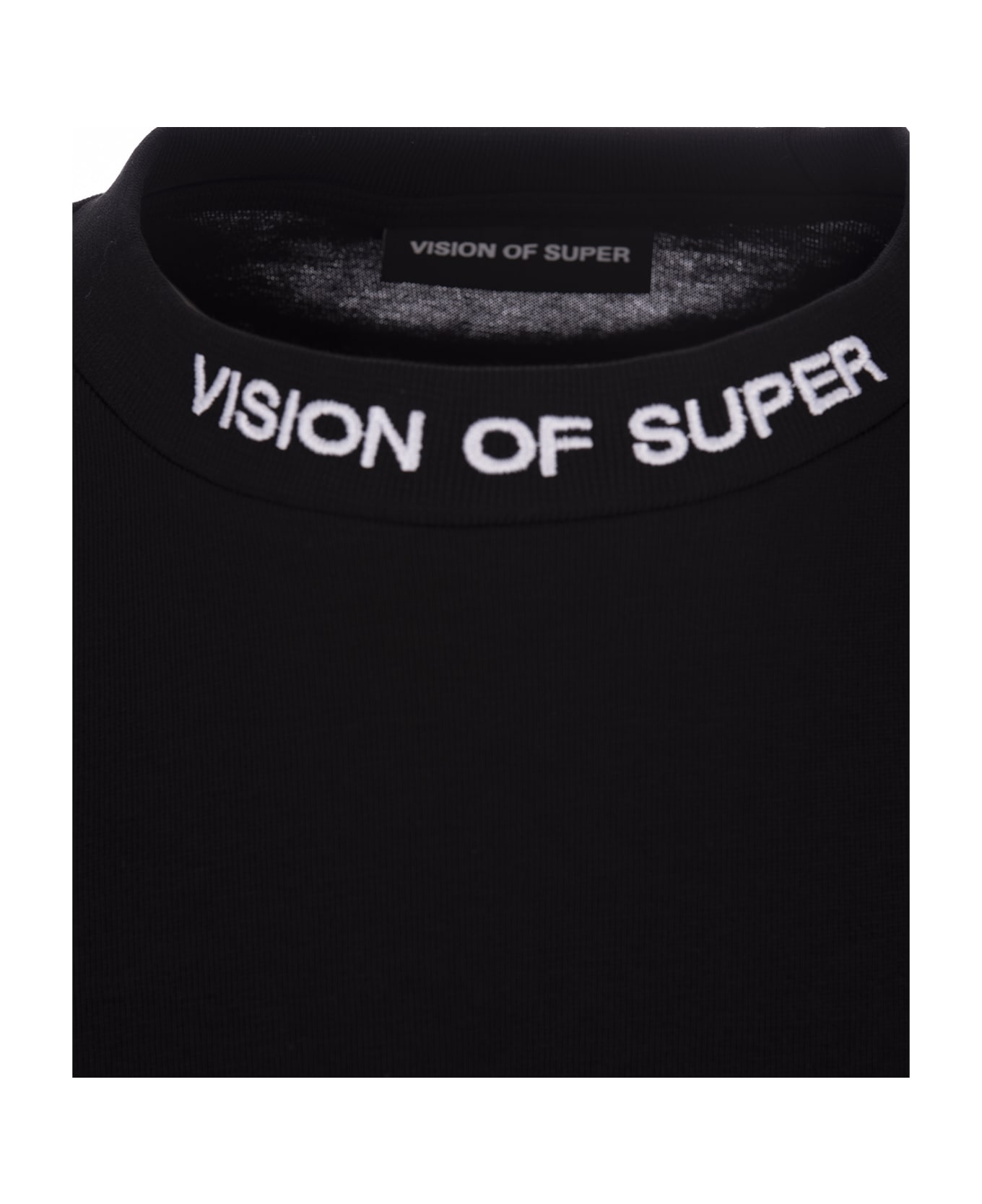 Vision of Super Black T-shirt With Embroidered White Flames