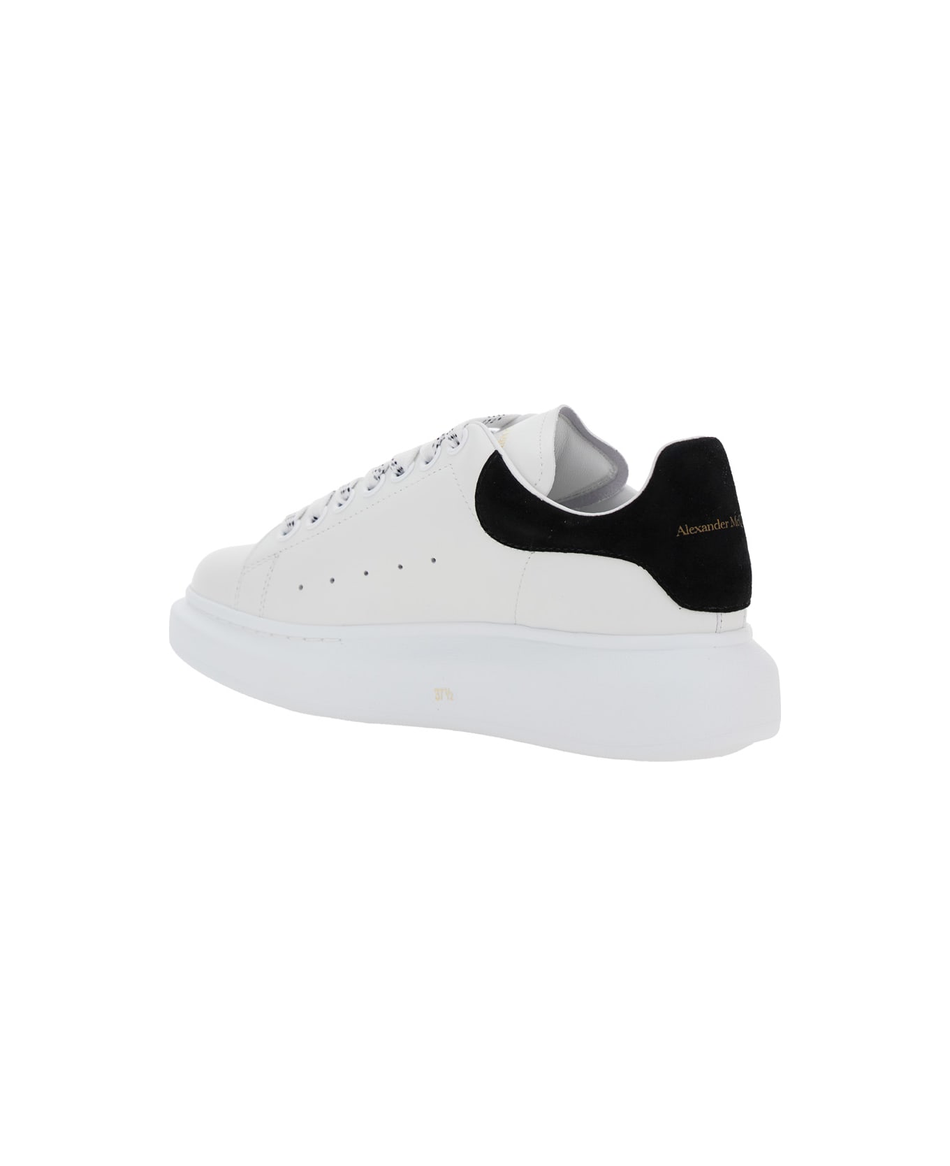 Alexander McQueen Black And White Low Top Sneakers With Logo Lettering On The Tongue And Contrasting Heel With Logo Lettering In Leather Woman - White/black